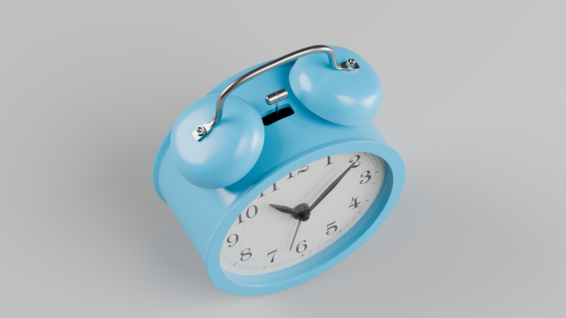Retro alarm clock Blue Low-poly 3D model_5
