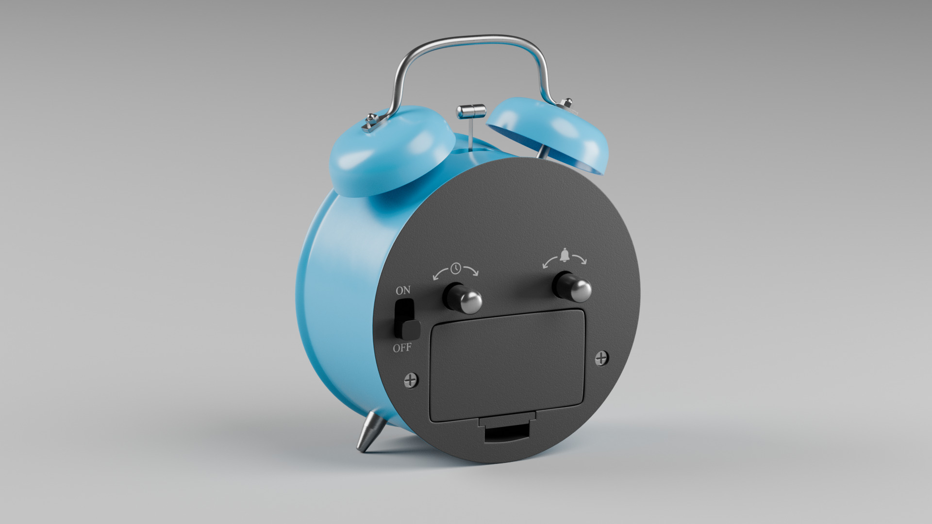 Retro alarm clock Blue Low-poly 3D model_3