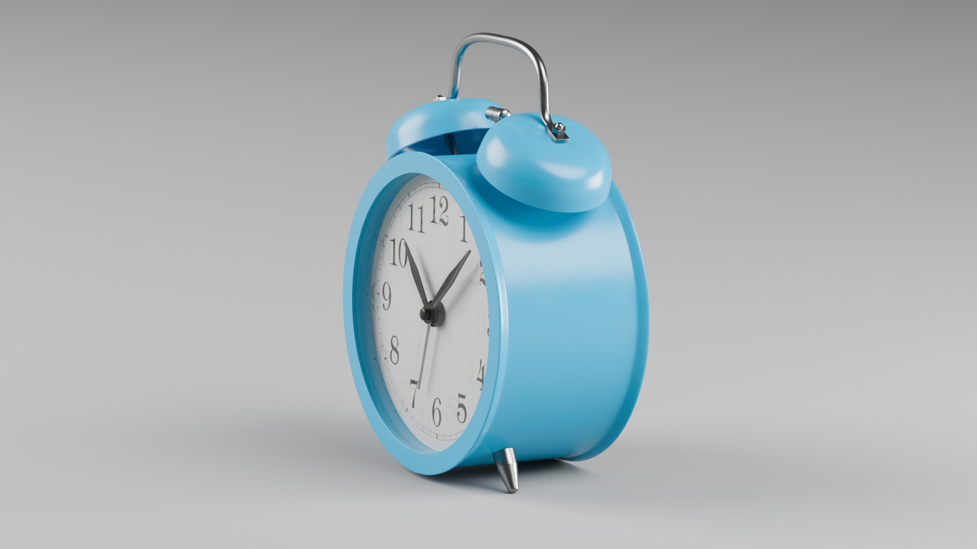 Retro alarm clock Blue Low-poly 3D model_4