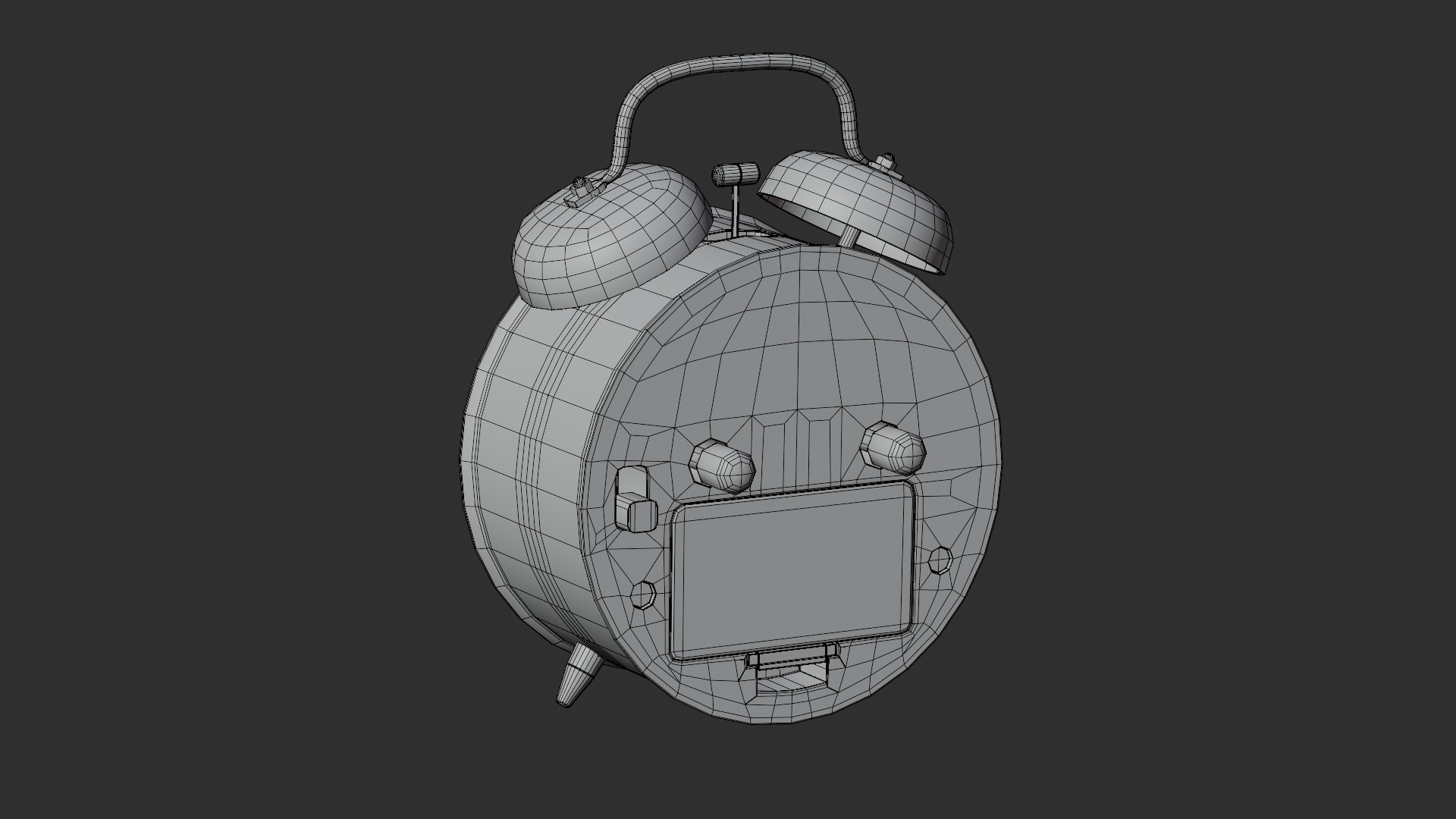 Retro alarm clock Blue Low-poly 3D model_9