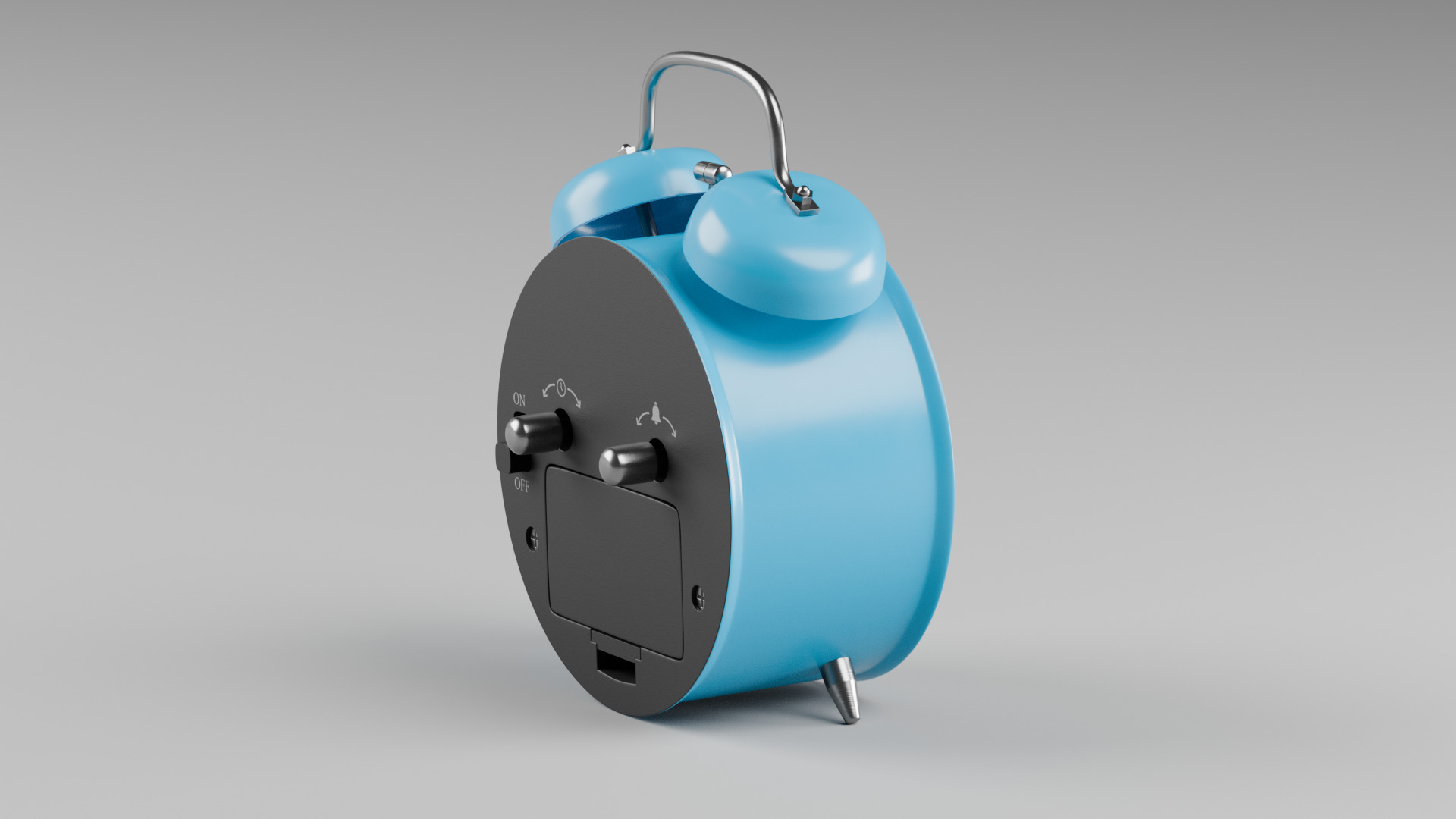 Retro alarm clock Blue Low-poly 3D model_2