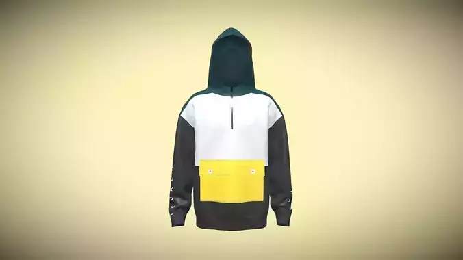 Men Hoodie With Pocket In Low Poly