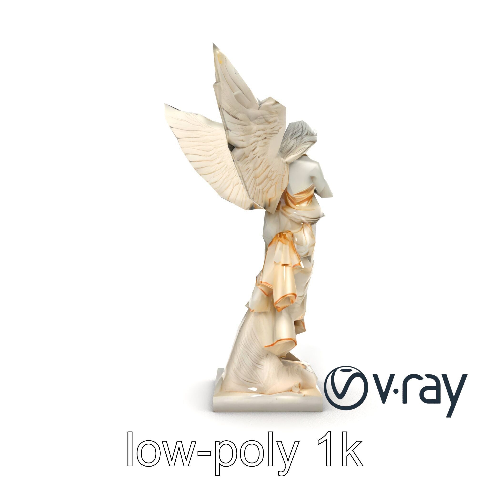 Winged Victory Statue Draped Sculpture model pack Low-poly 3D model_11