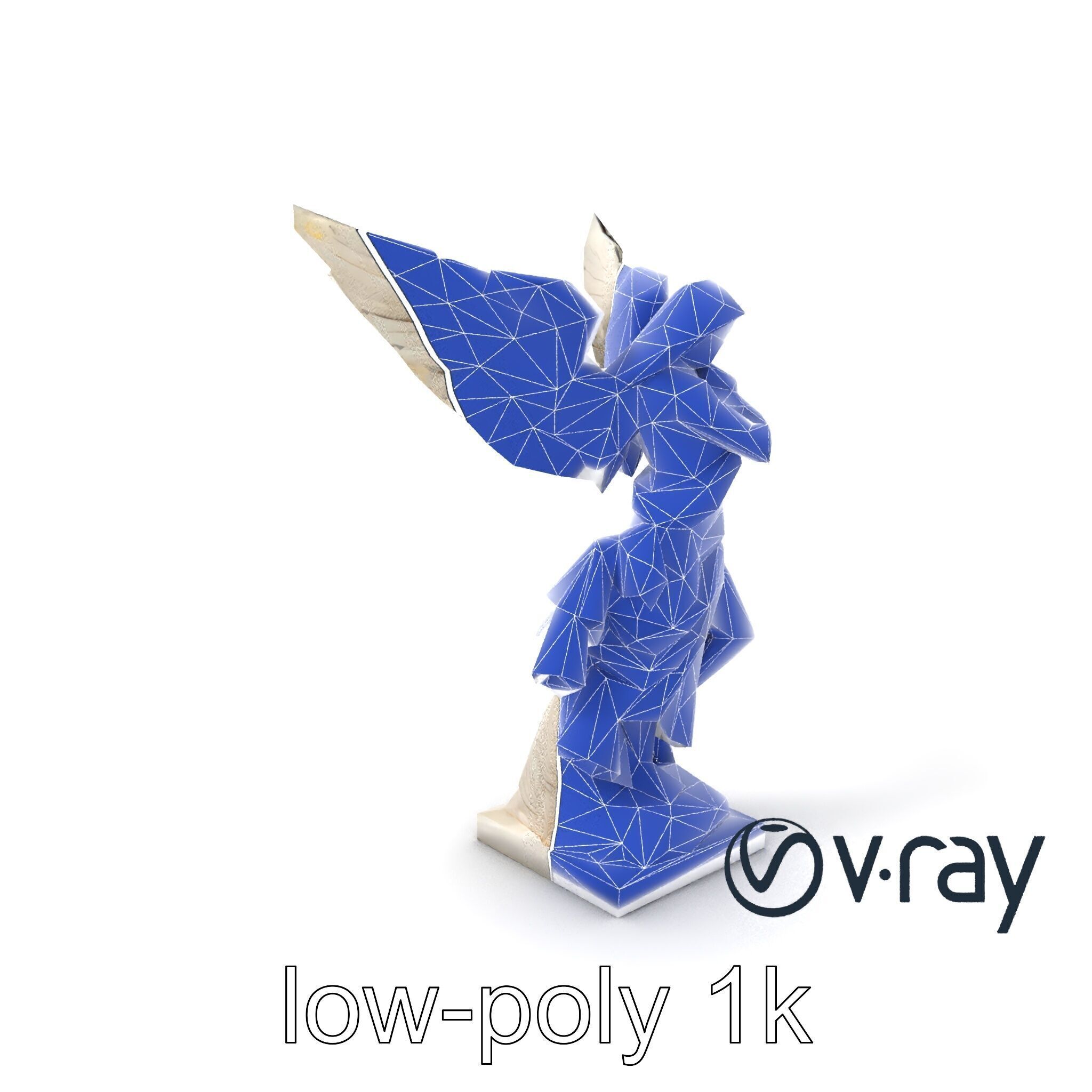 Winged Victory Statue Draped Sculpture model pack Low-poly 3D model_6