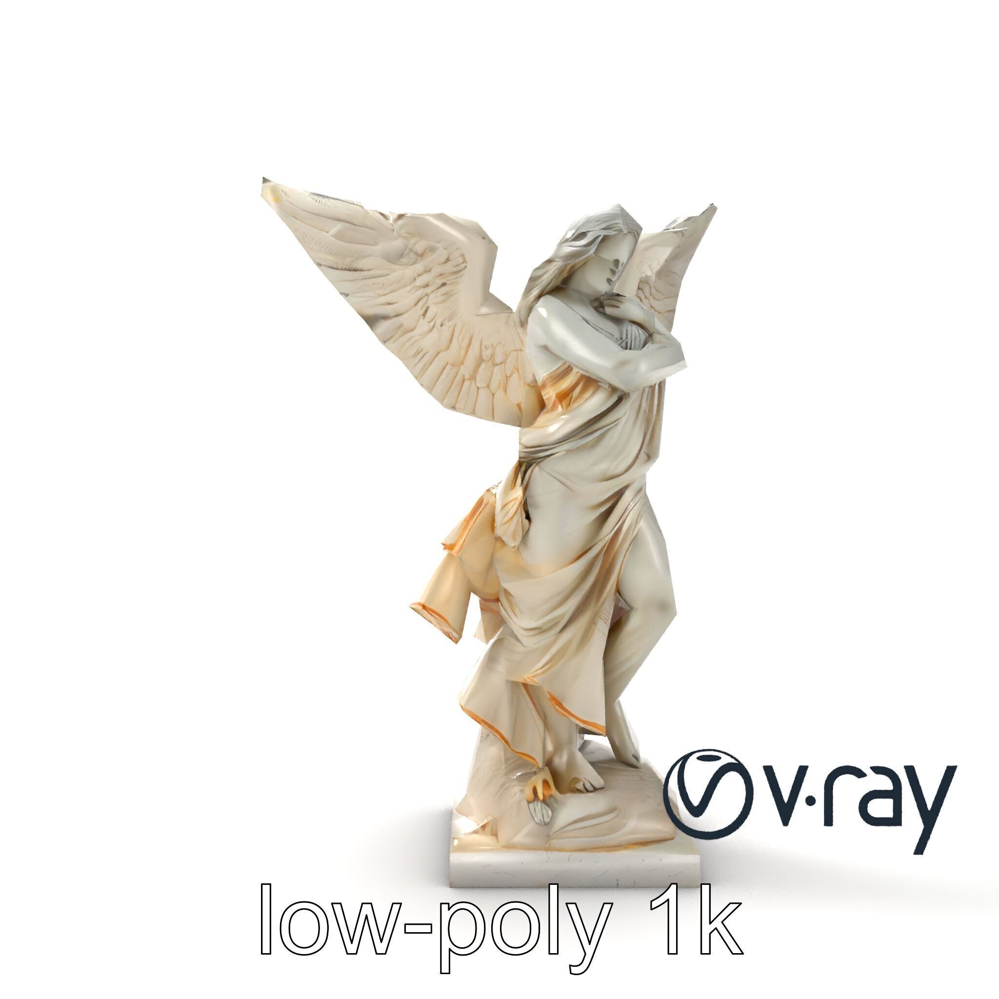 Winged Victory Statue Draped Sculpture model pack Low-poly 3D model_16