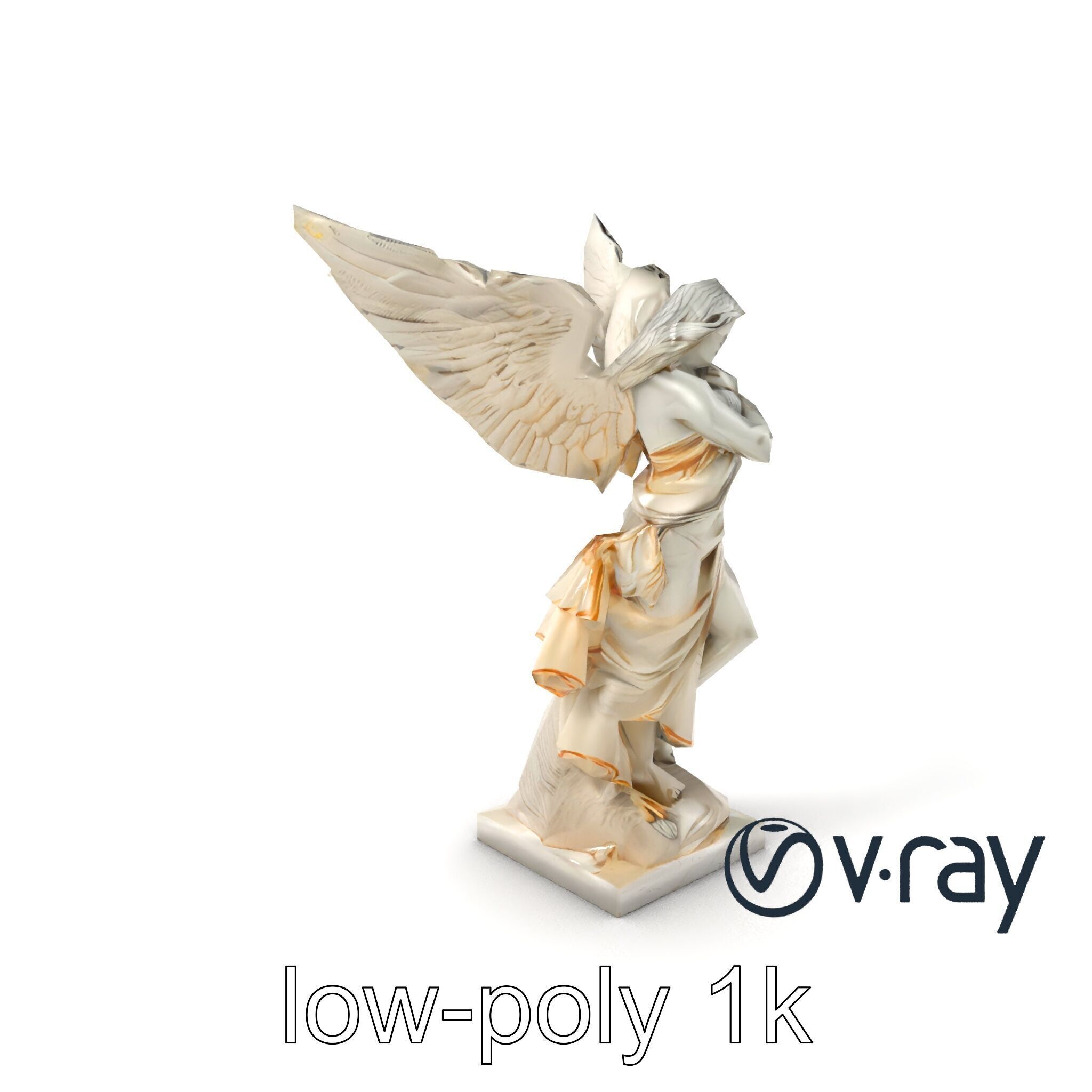 Winged Victory Statue Draped Sculpture model pack Low-poly 3D model_4