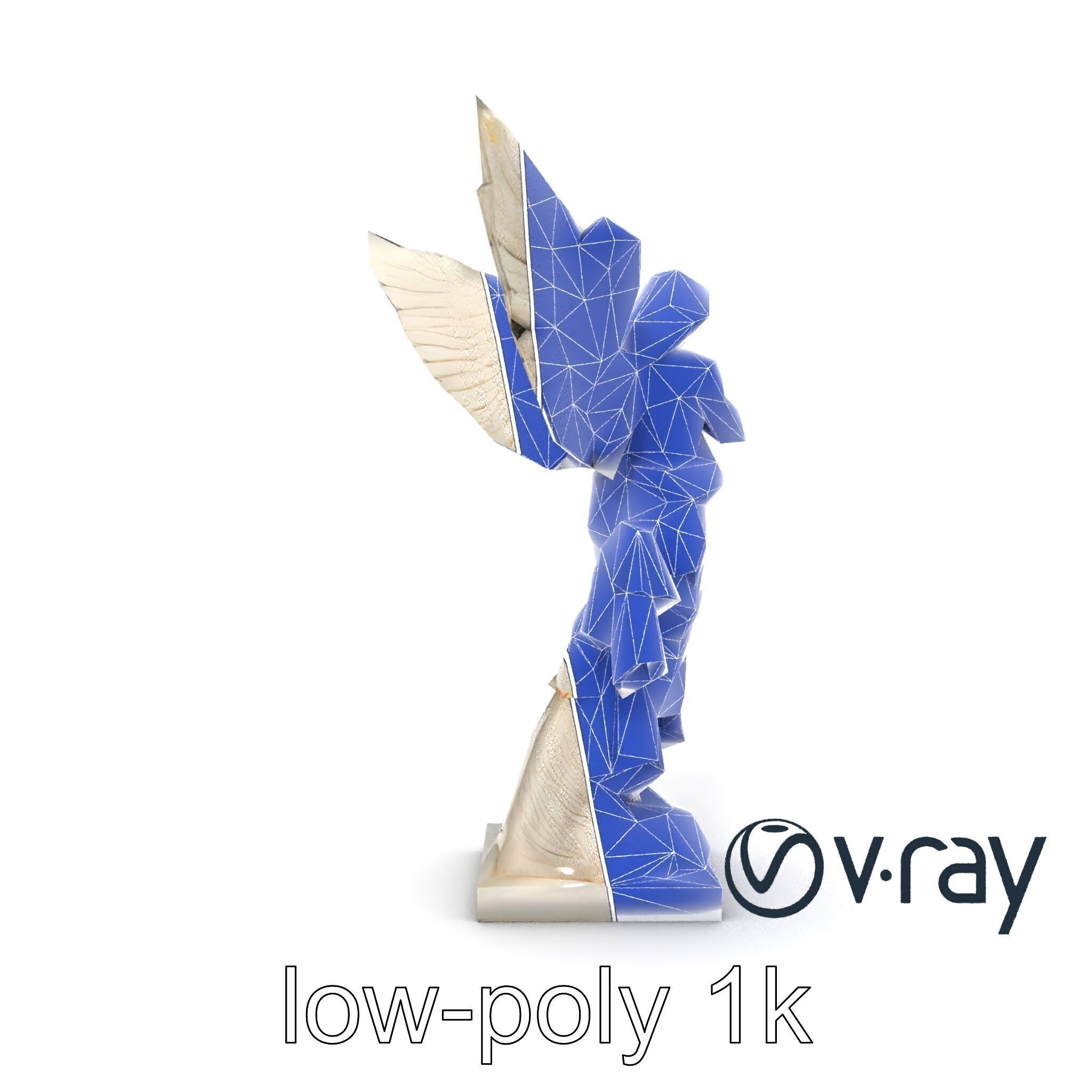 Winged Victory Statue Draped Sculpture model pack Low-poly 3D model_30