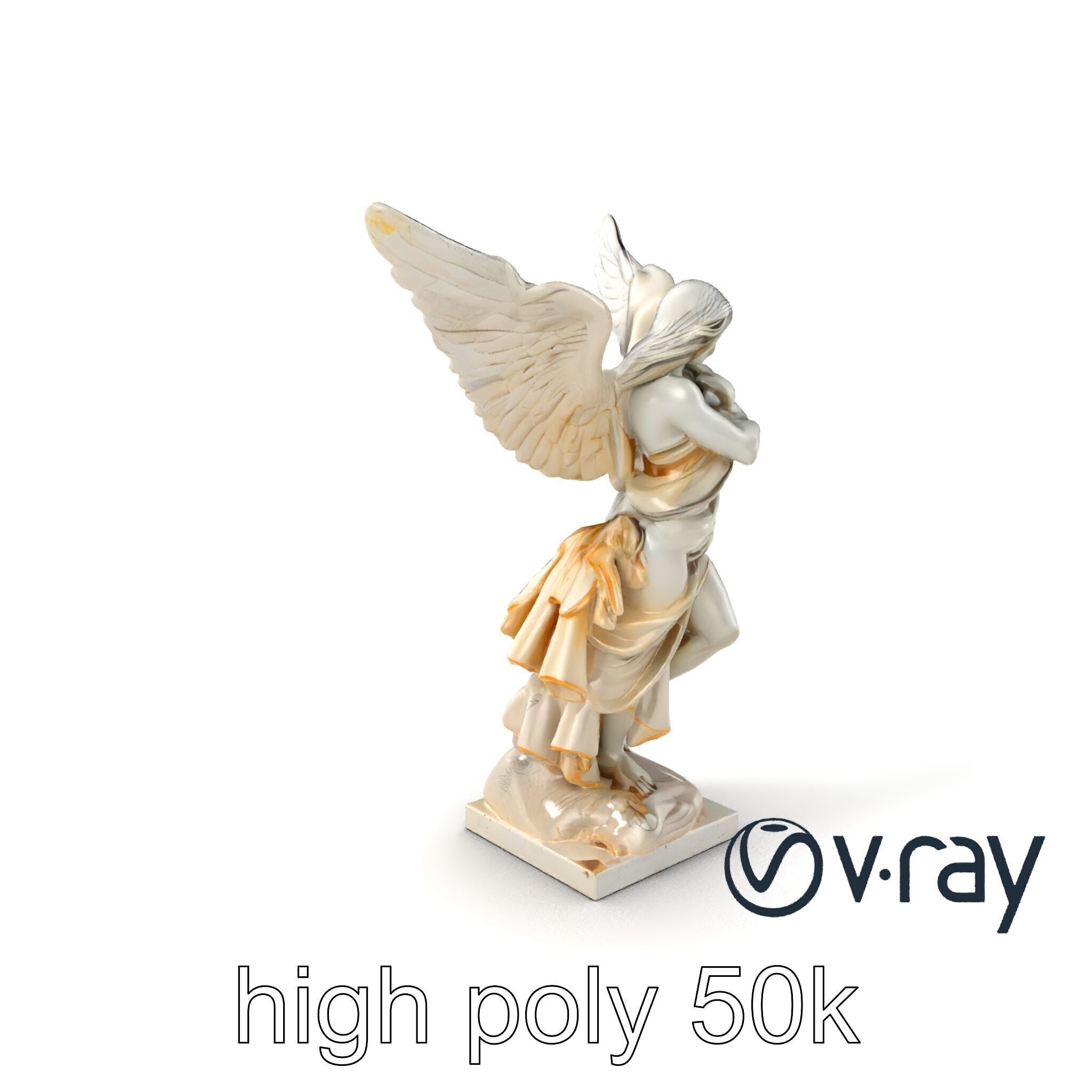 Winged Victory Statue Draped Sculpture model pack Low-poly 3D model_2