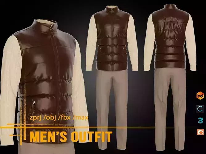 Leather Vest and Wool Ensemble for Men