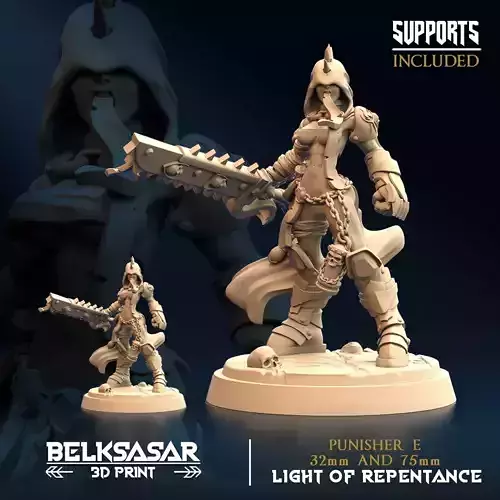 Punisher E Nude 32mm and 75mm 3D print model