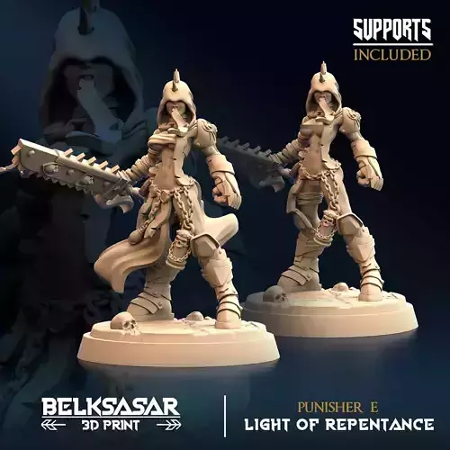 Punisher E Nude and Normal 32mm and 75mm 3D print model