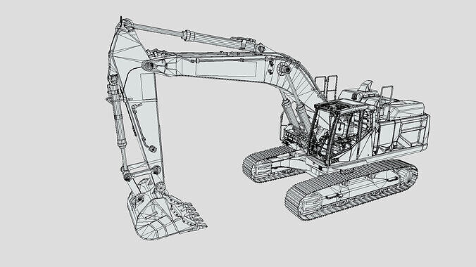 Excavator EC380EL Low-poly 3D model 7