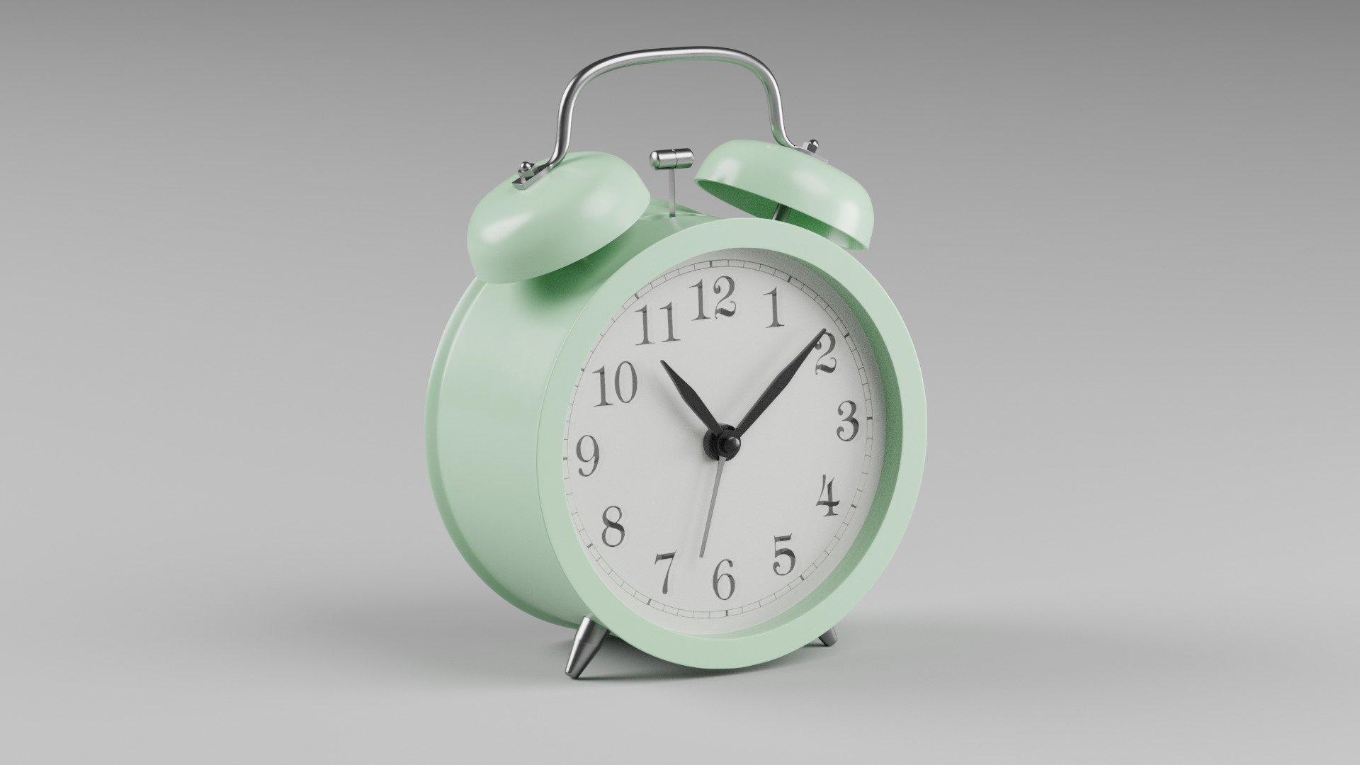 Retro alarm clock Green Low-poly 3D model_1