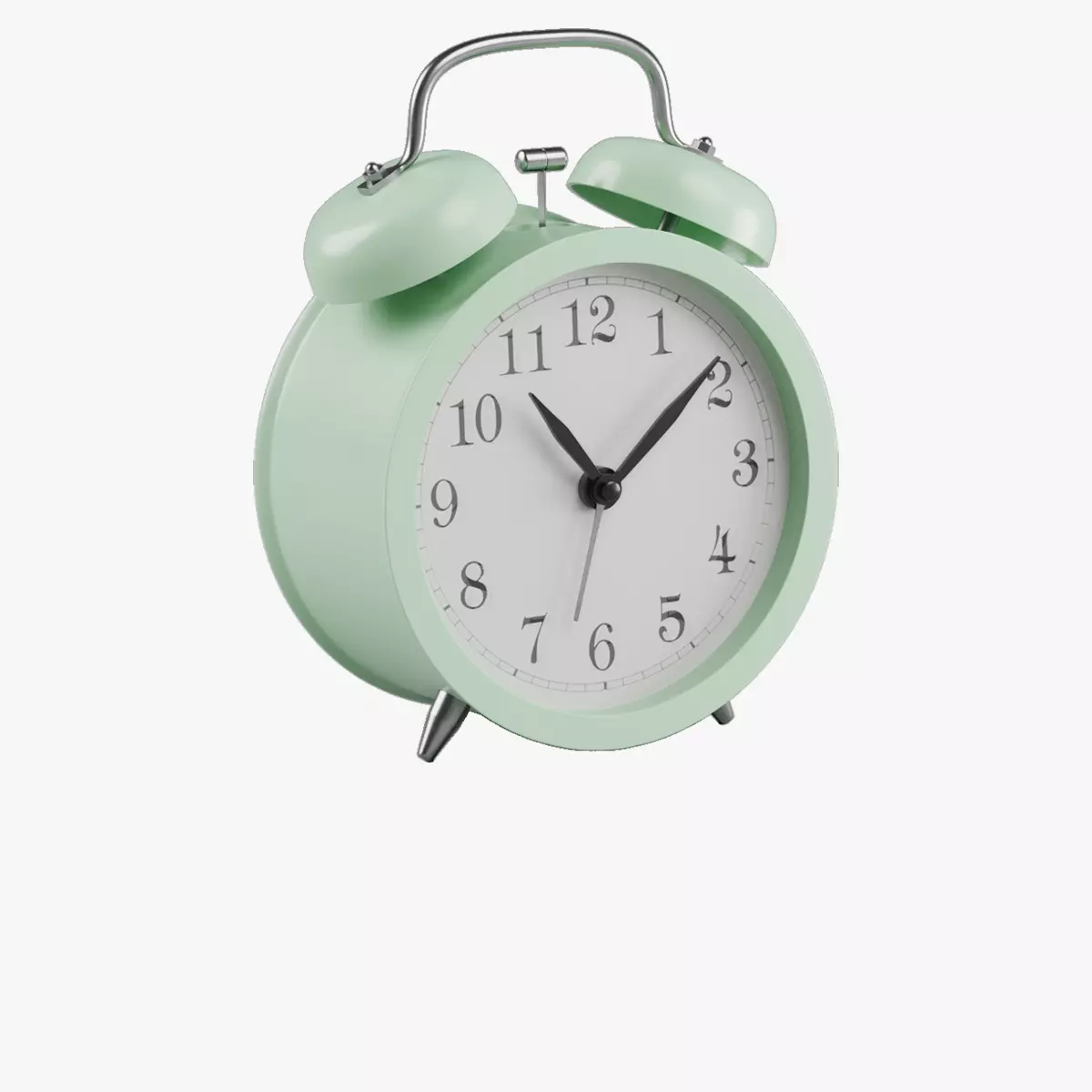 Retro alarm clock Green Low-poly 3D model_0