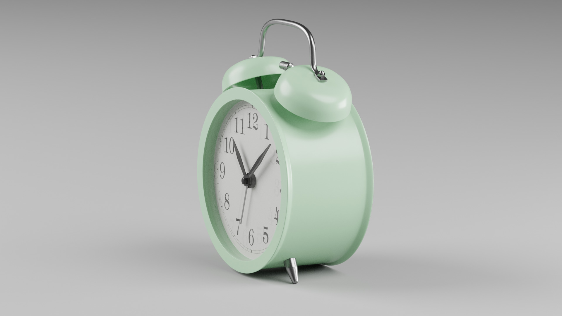 Retro alarm clock Green Low-poly 3D model_4