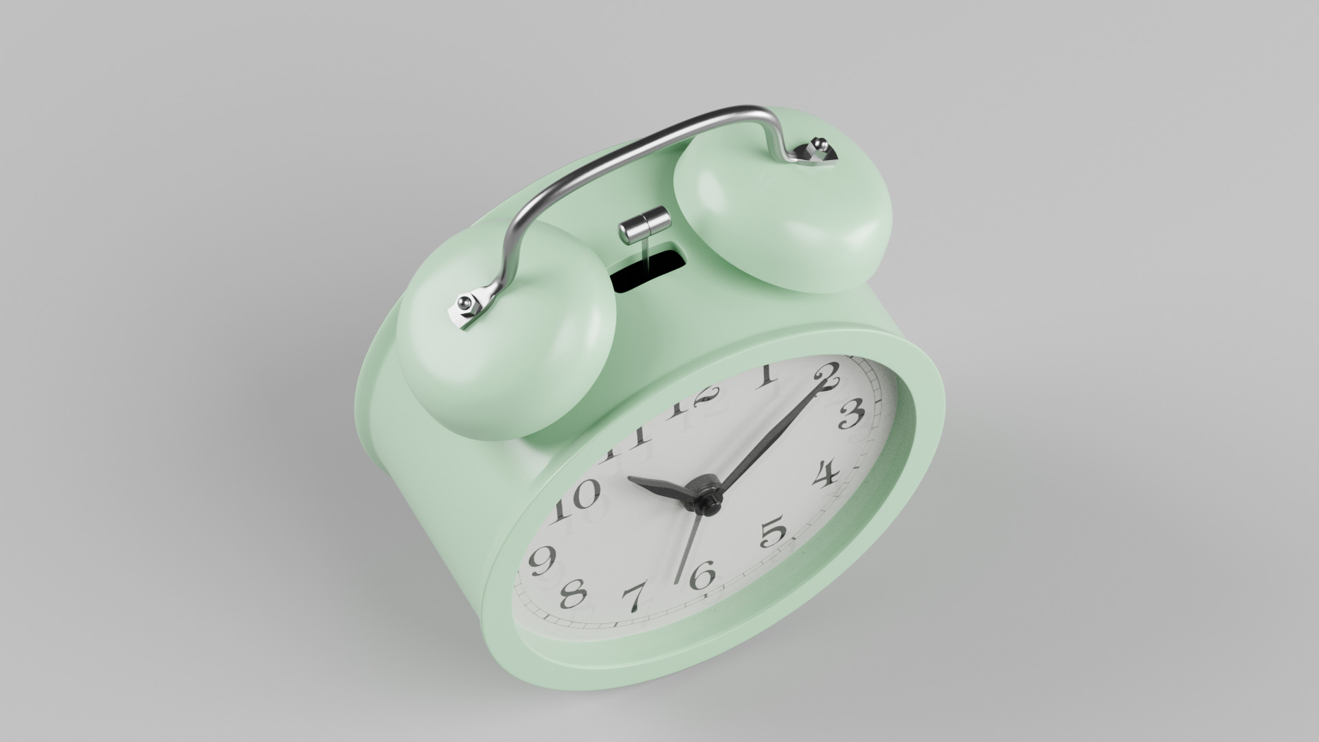 Retro alarm clock Green Low-poly 3D model_5