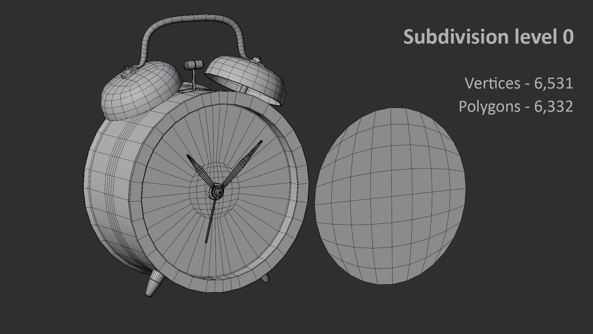 Retro alarm clock Green Low-poly 3D model_14