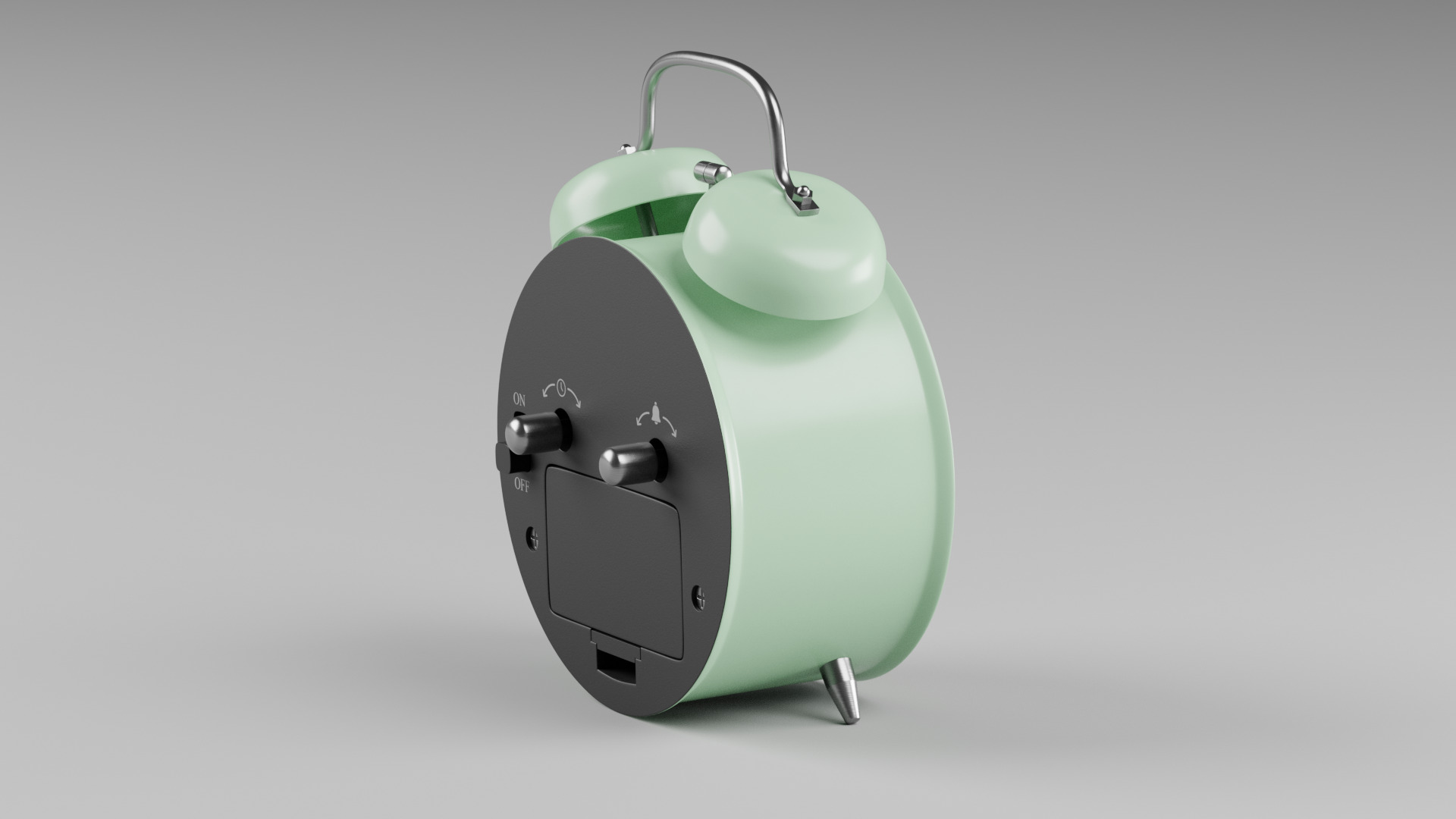 Retro alarm clock Green Low-poly 3D model_2