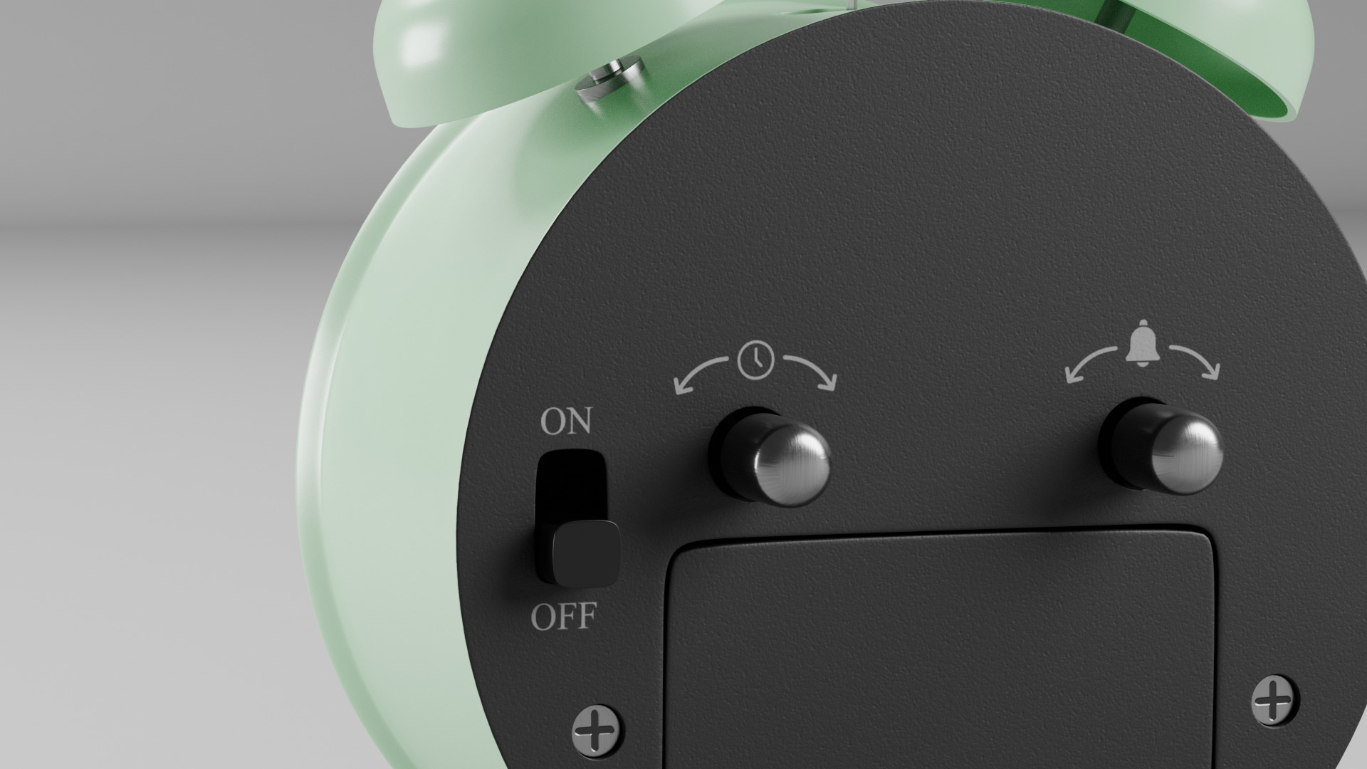 Retro alarm clock Green Low-poly 3D model_6