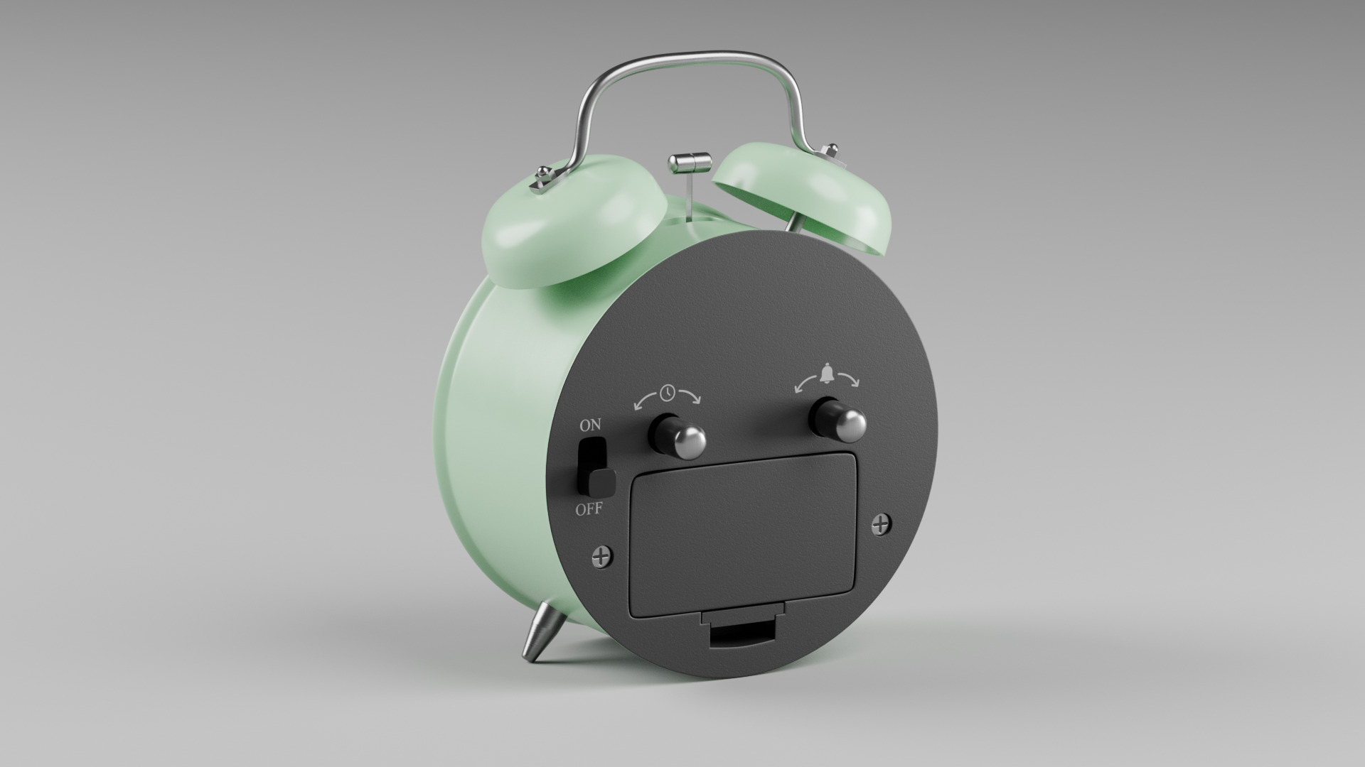 Retro alarm clock Green Low-poly 3D model_3