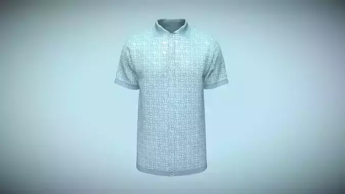 Men Printed 7 Buttons- Polo Shirt In Low Poly