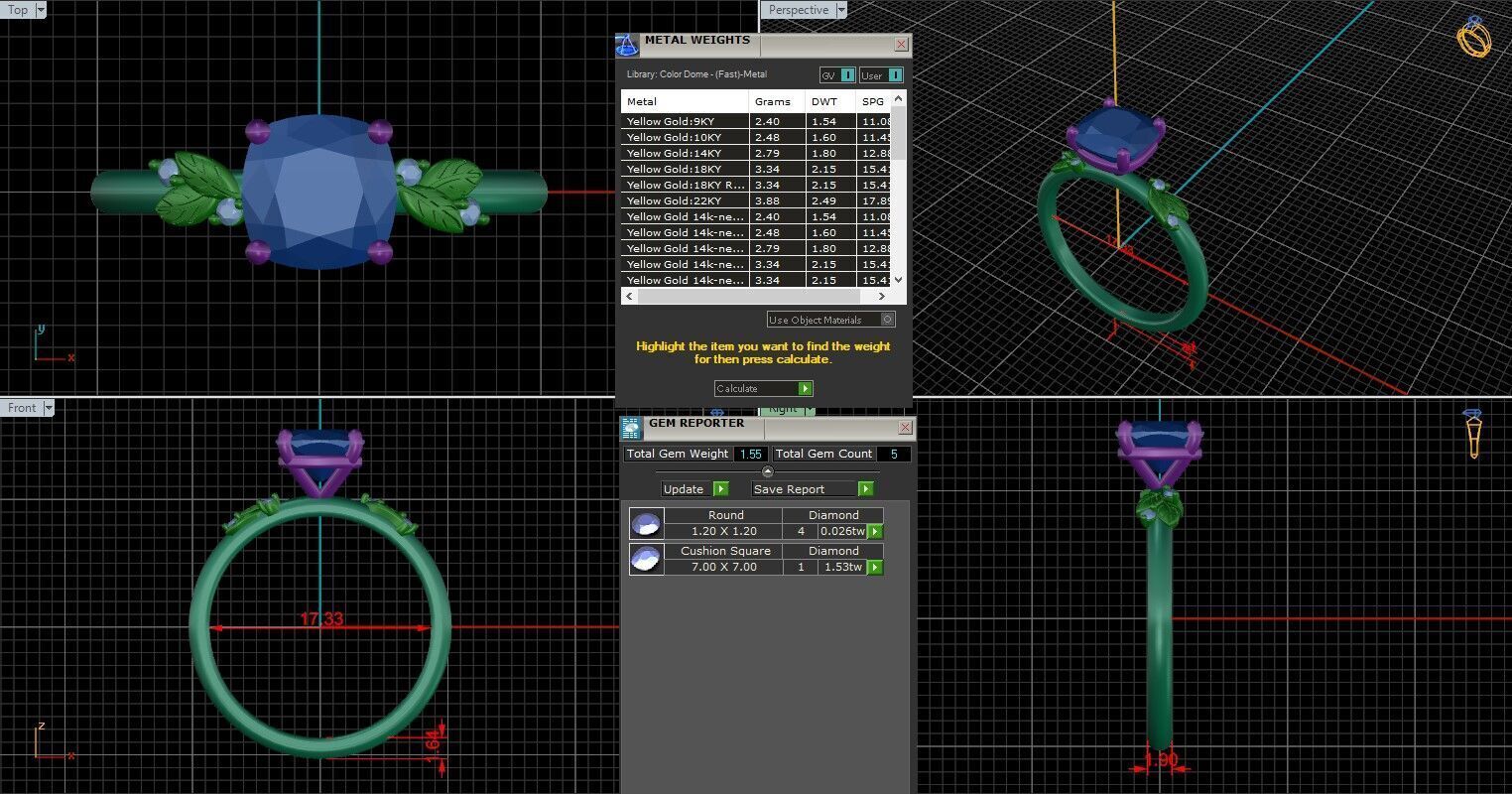 Cushion Diamond Solitaire Ring 3D print model 3D print model_25