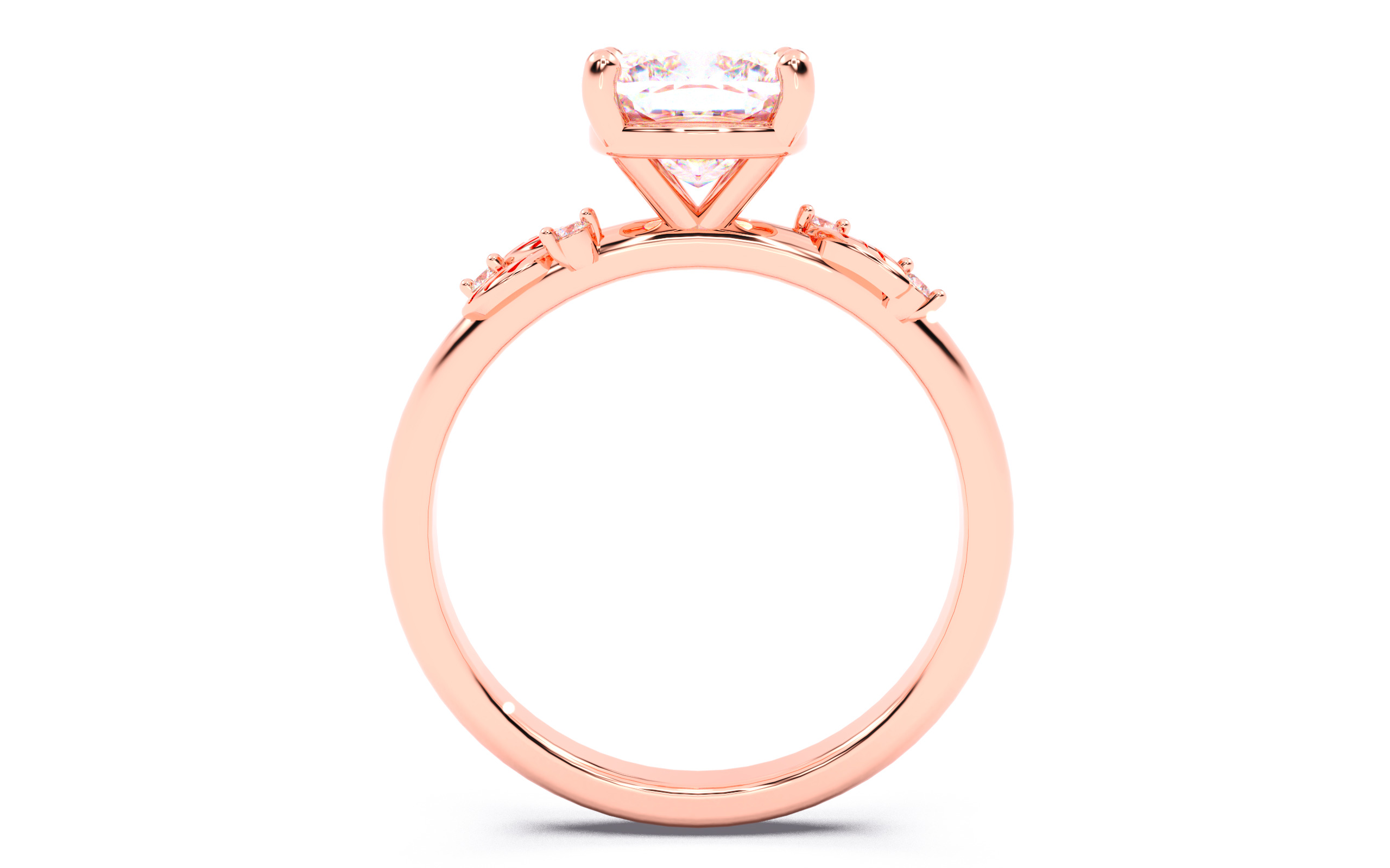 Cushion Diamond Solitaire Ring 3D print model 3D print model_23