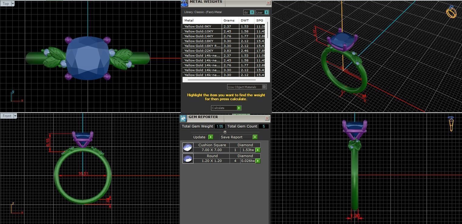 Cushion Diamond Solitaire Ring 3D print model 3D print model_1
