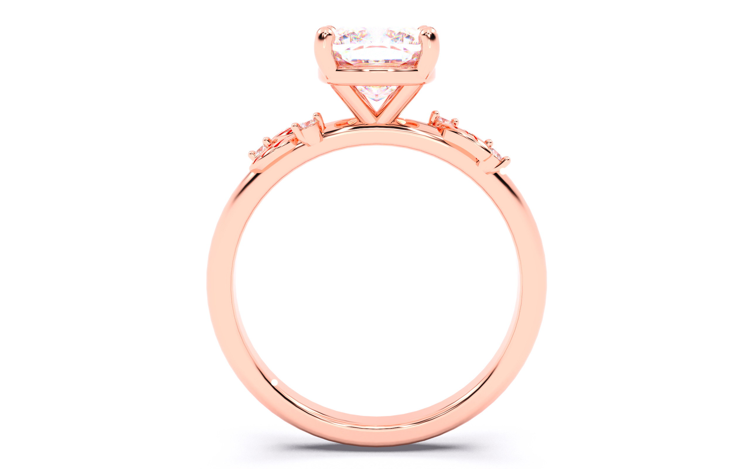 Cushion Diamond Solitaire Ring 3D print model 3D print model_22