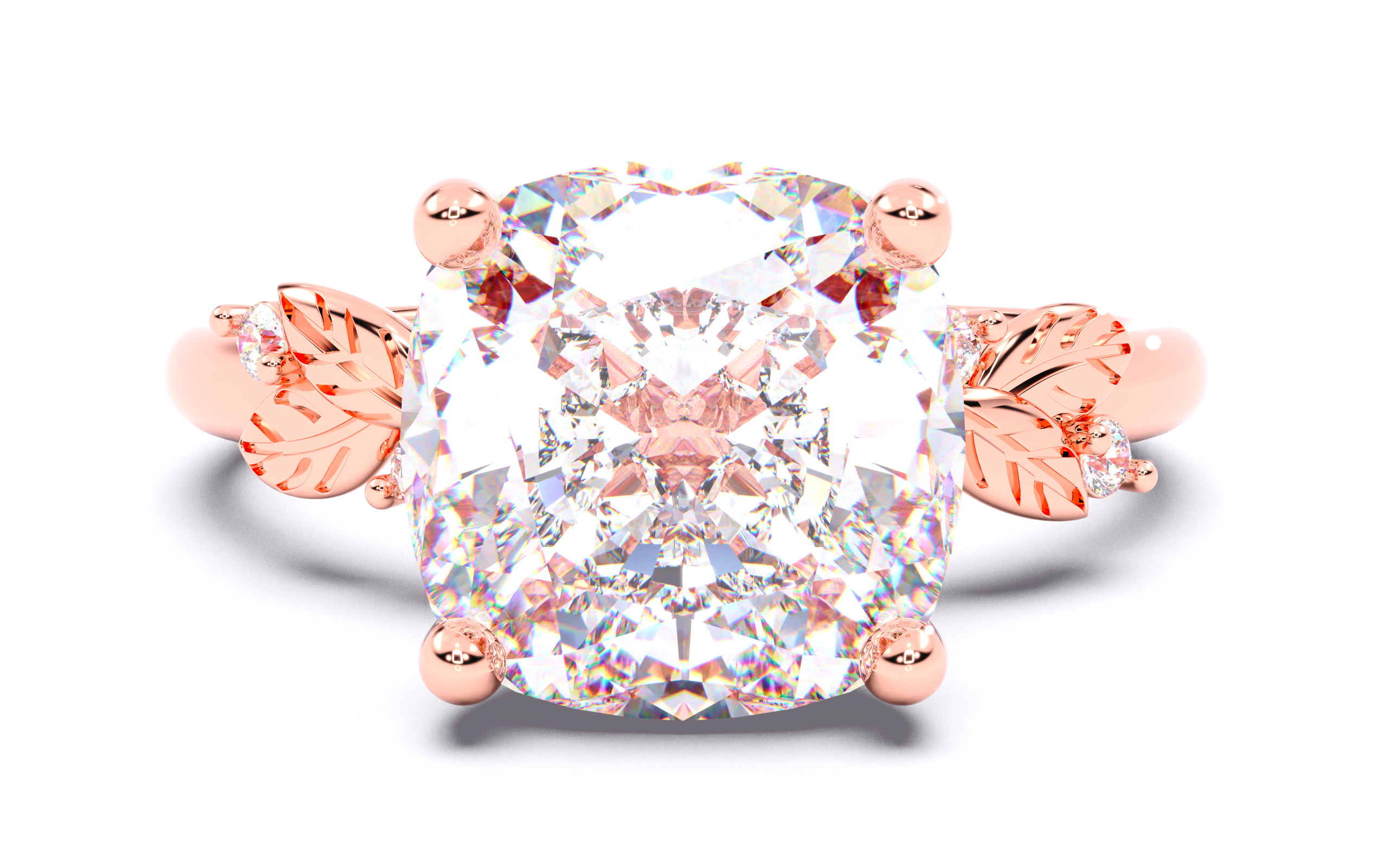 Cushion Diamond Solitaire Ring 3D print model 3D print model_21