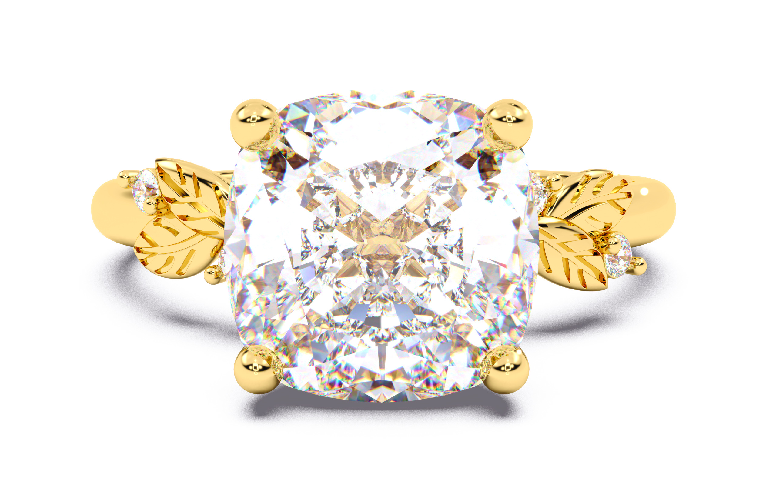 Cushion Diamond Solitaire Ring 3D print model 3D print model_13