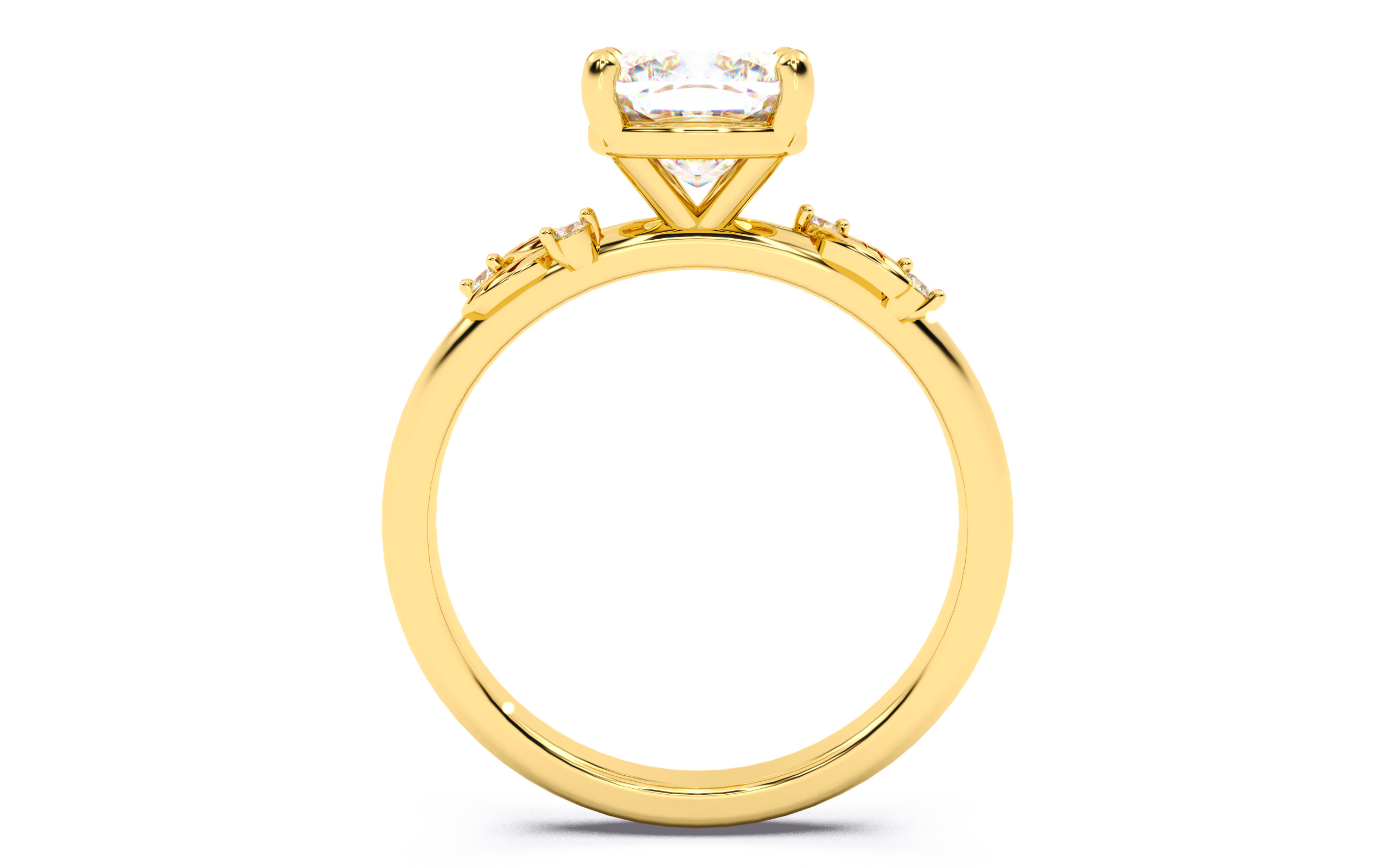 Cushion Diamond Solitaire Ring 3D print model 3D print model_5