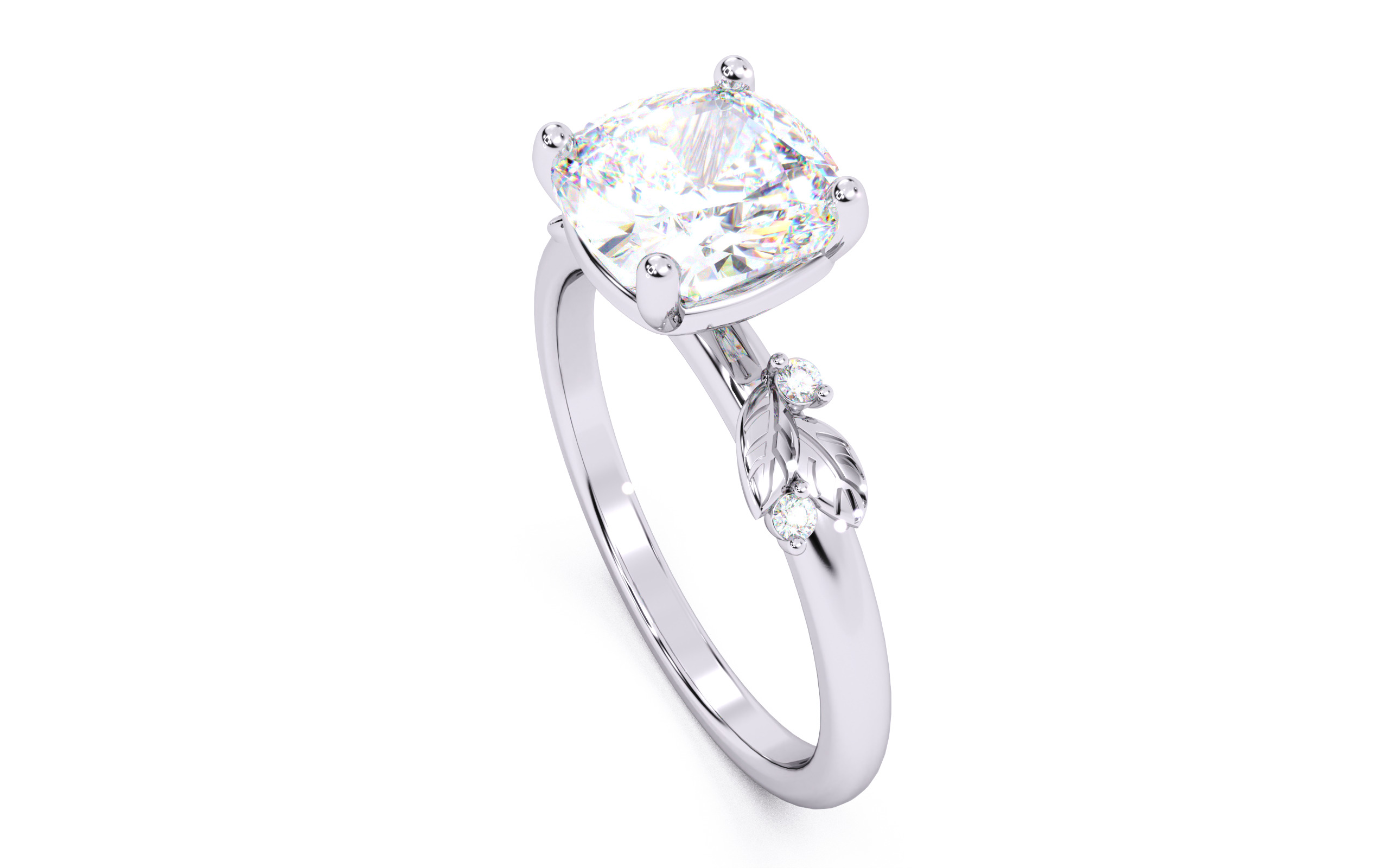 Cushion Diamond Solitaire Ring 3D print model 3D print model_9