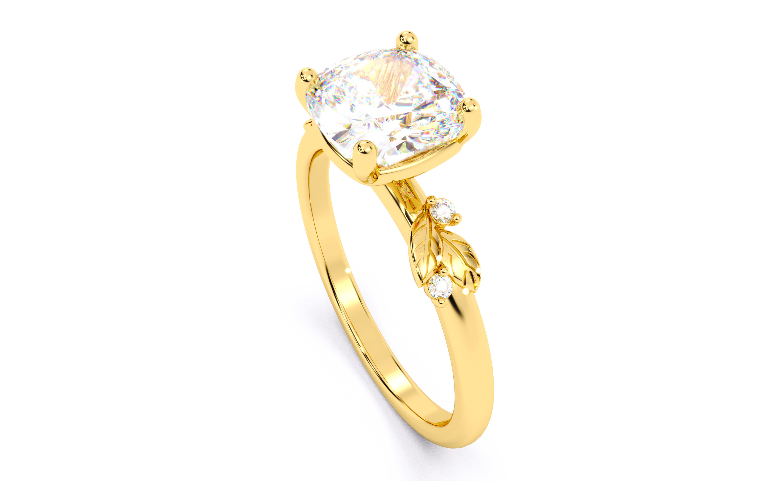 Cushion Diamond Solitaire Ring 3D print model 3D print model_6