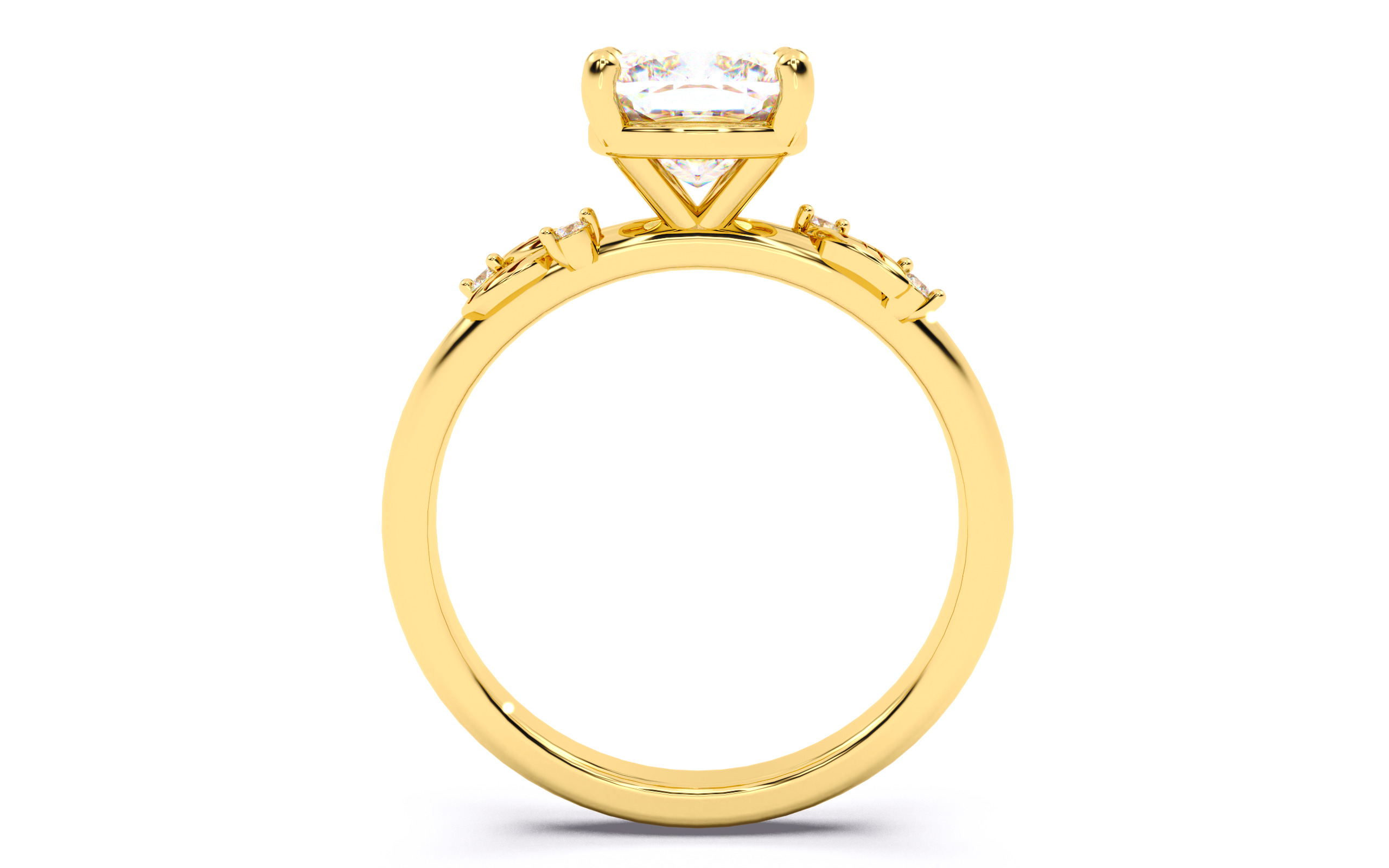 Cushion Diamond Solitaire Ring 3D print model 3D print model_4