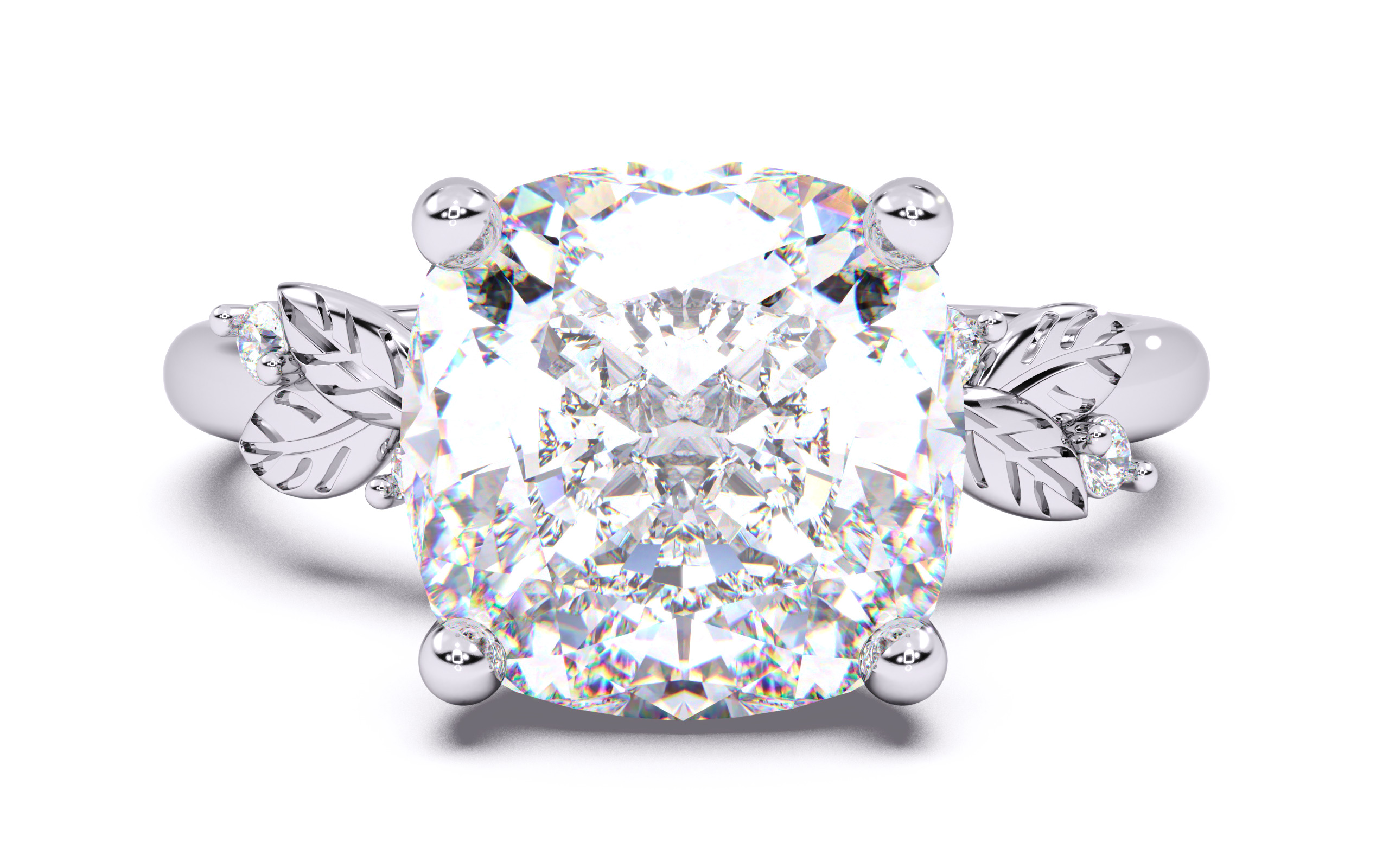 Cushion Diamond Solitaire Ring 3D print model 3D print model_19