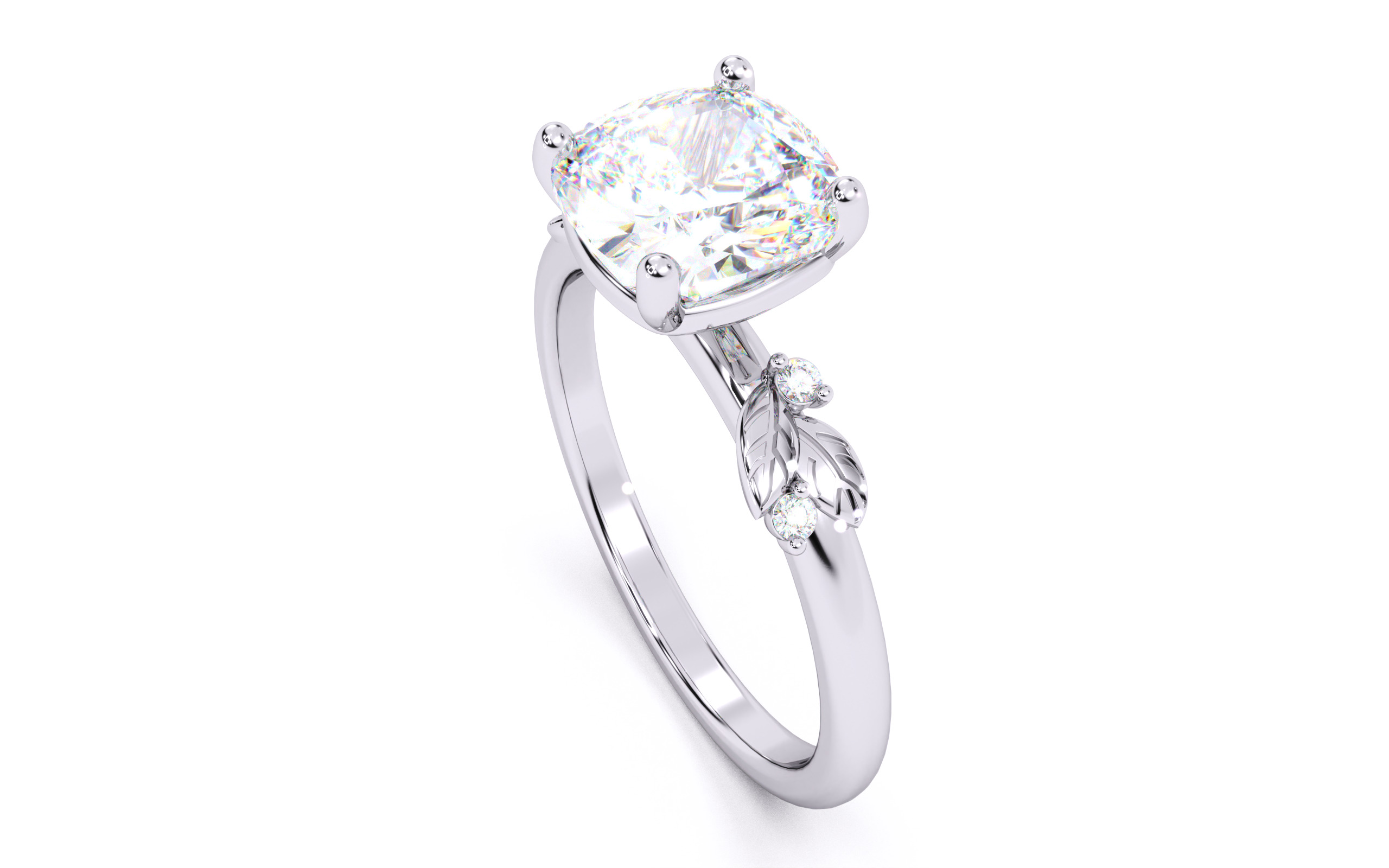 Cushion Diamond Solitaire Ring 3D print model 3D print model_8
