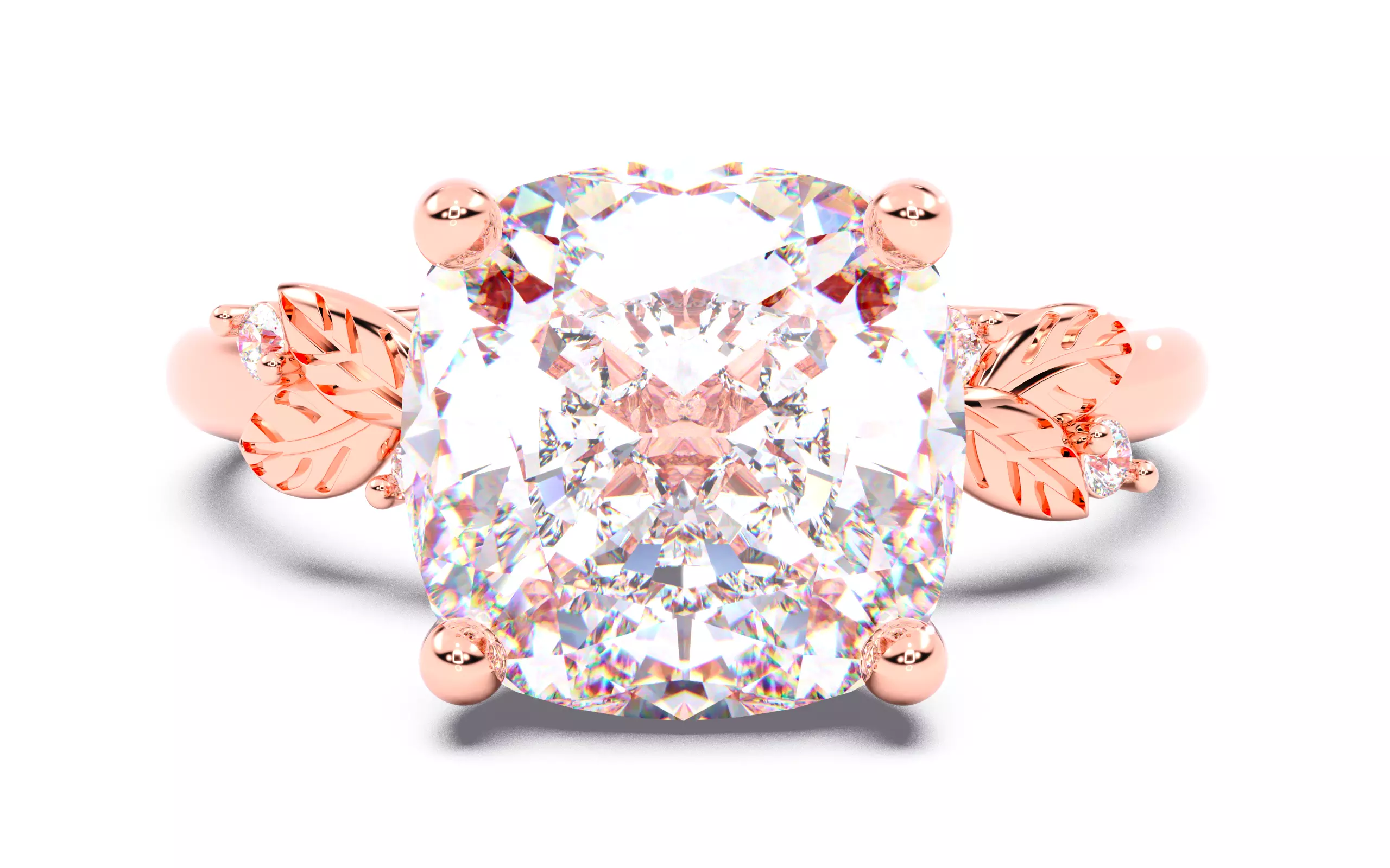 Cushion Diamond Solitaire Ring 3D print model 3D print model_0