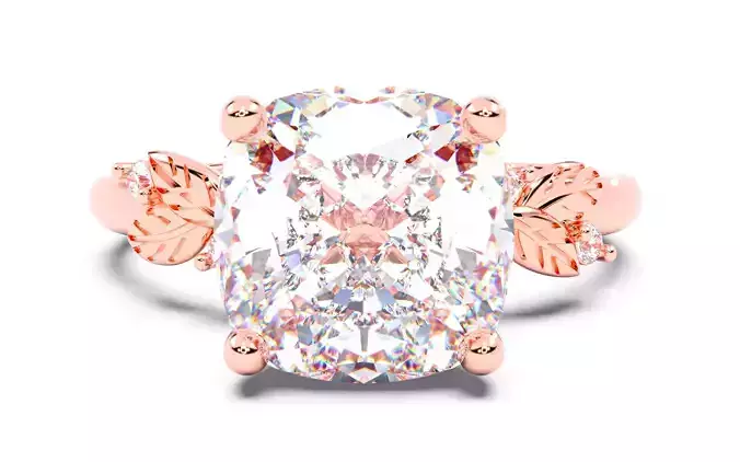 Cushion Diamond Solitaire Ring 3D print model 3D print model