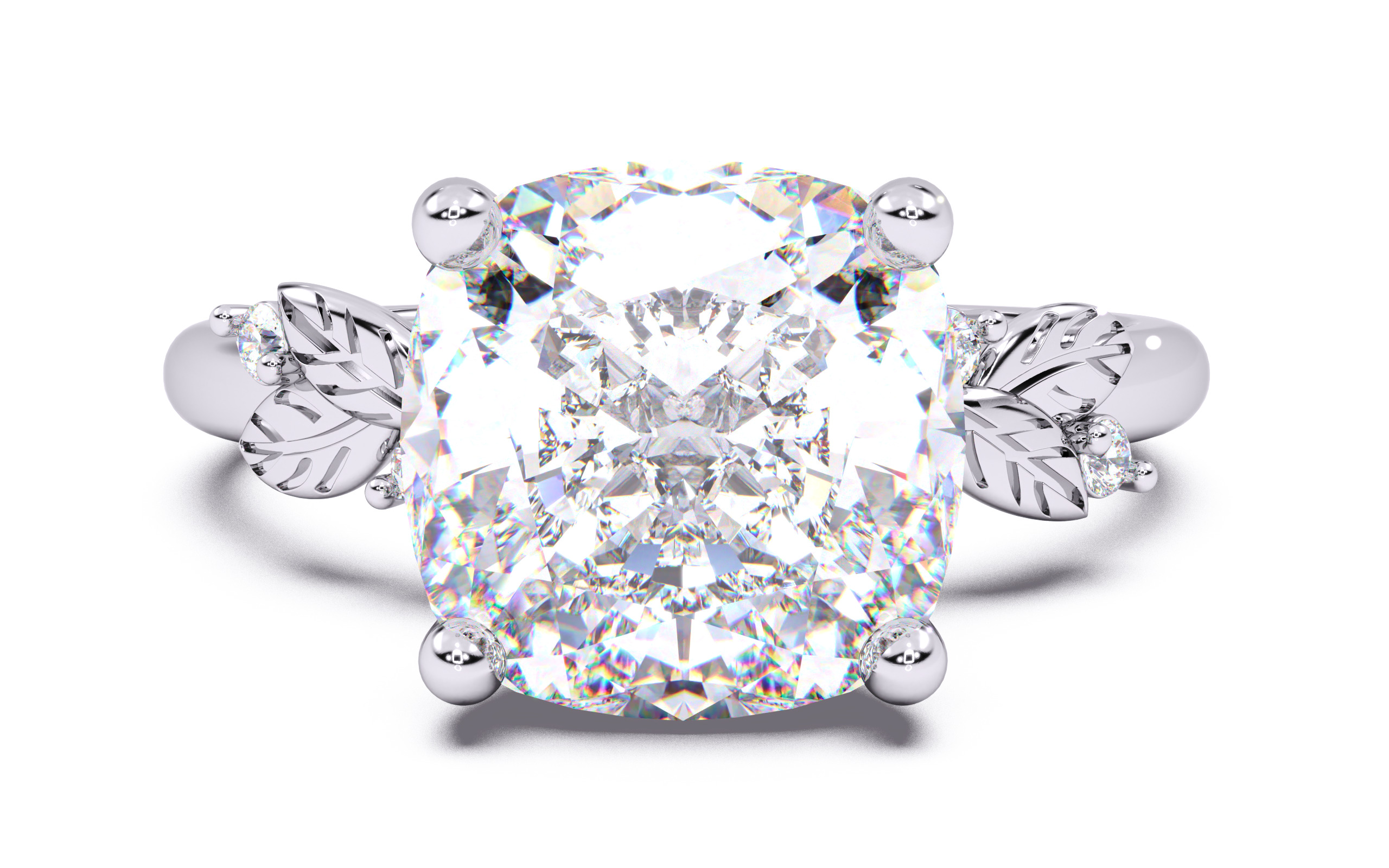 Cushion Diamond Solitaire Ring 3D print model 3D print model_20