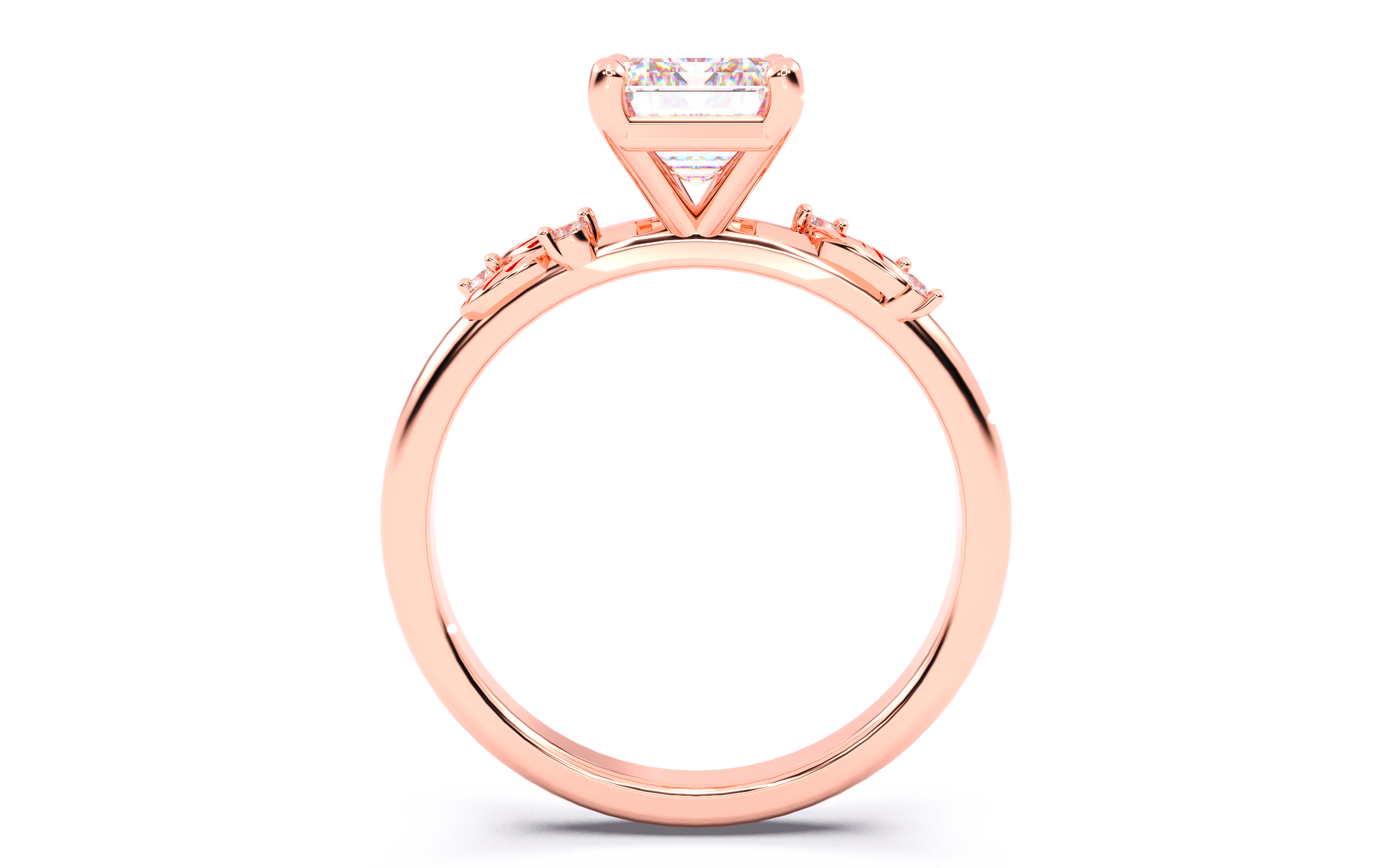 Emerald Diamond Solitaire Ring 3D print model 3D print model_22