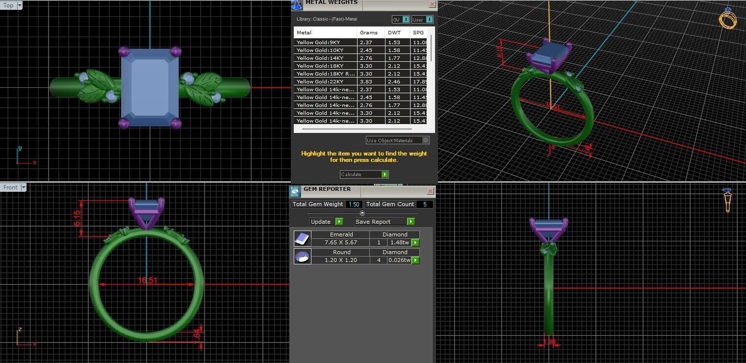 Emerald Diamond Solitaire Ring 3D print model 3D print model_1