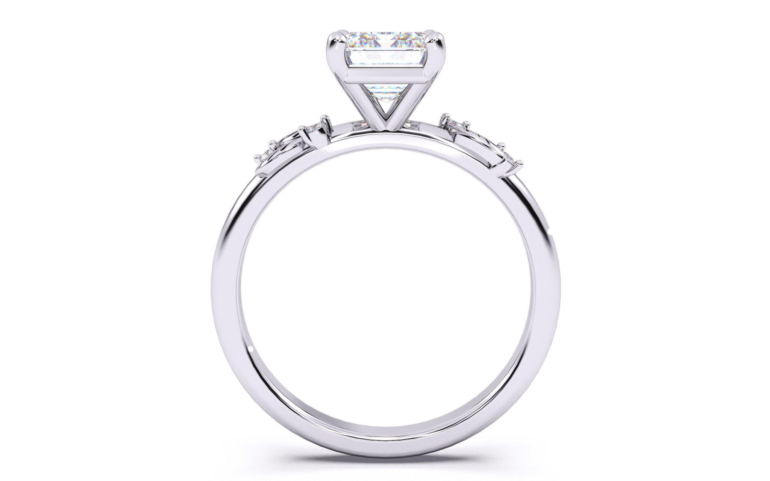 Emerald Diamond Solitaire Ring 3D print model 3D print model_24