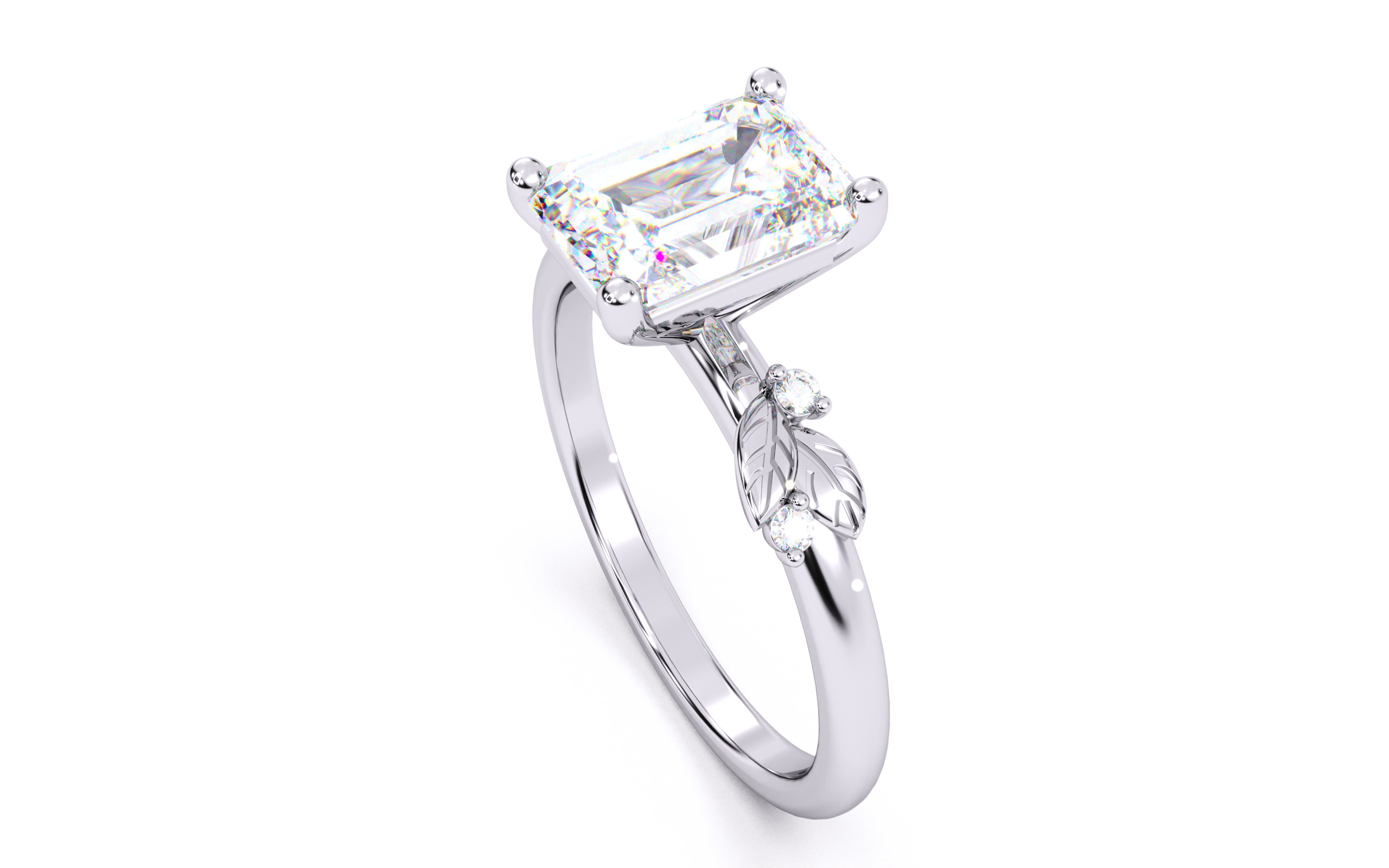 Emerald Diamond Solitaire Ring 3D print model 3D print model_8