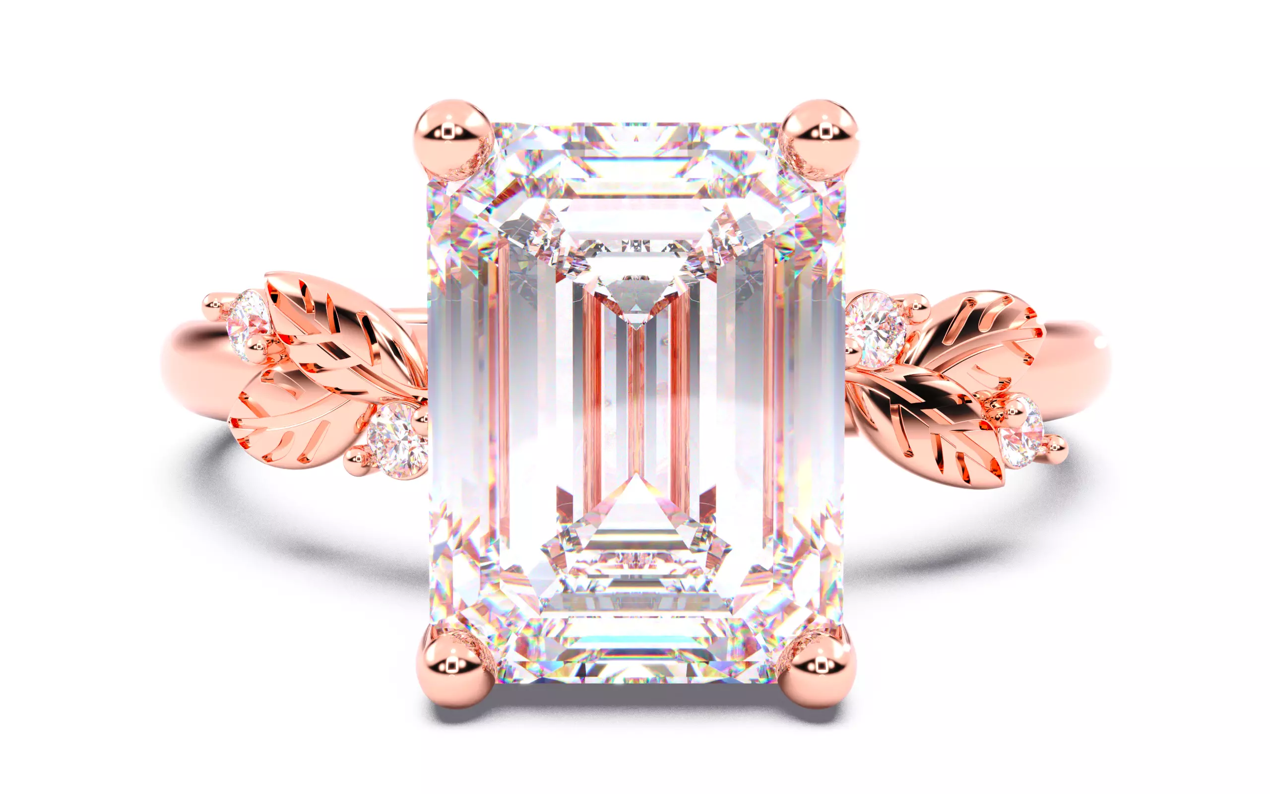 Emerald Diamond Solitaire Ring 3D print model 3D print model_0