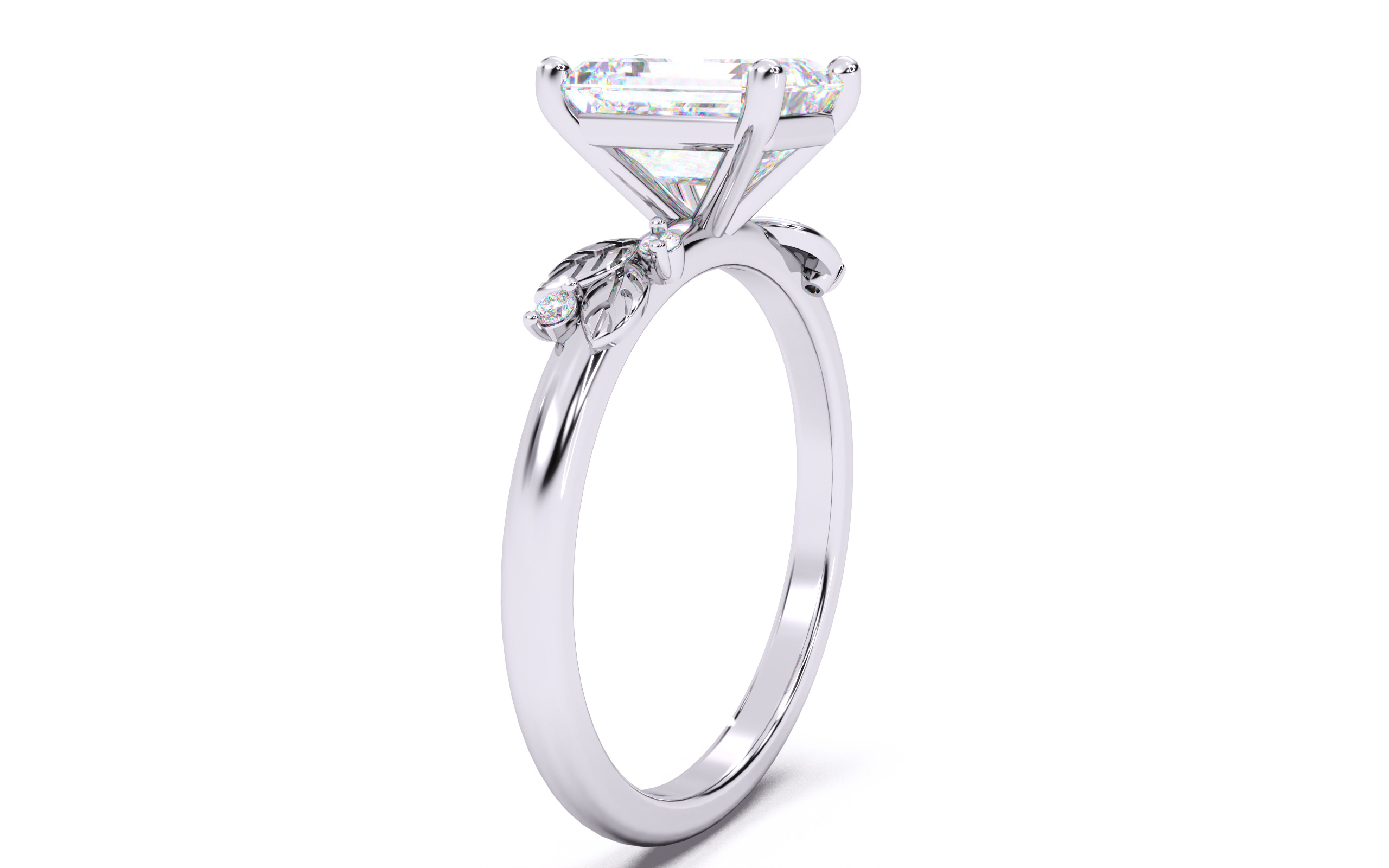 Emerald Diamond Solitaire Ring 3D print model 3D print model_15