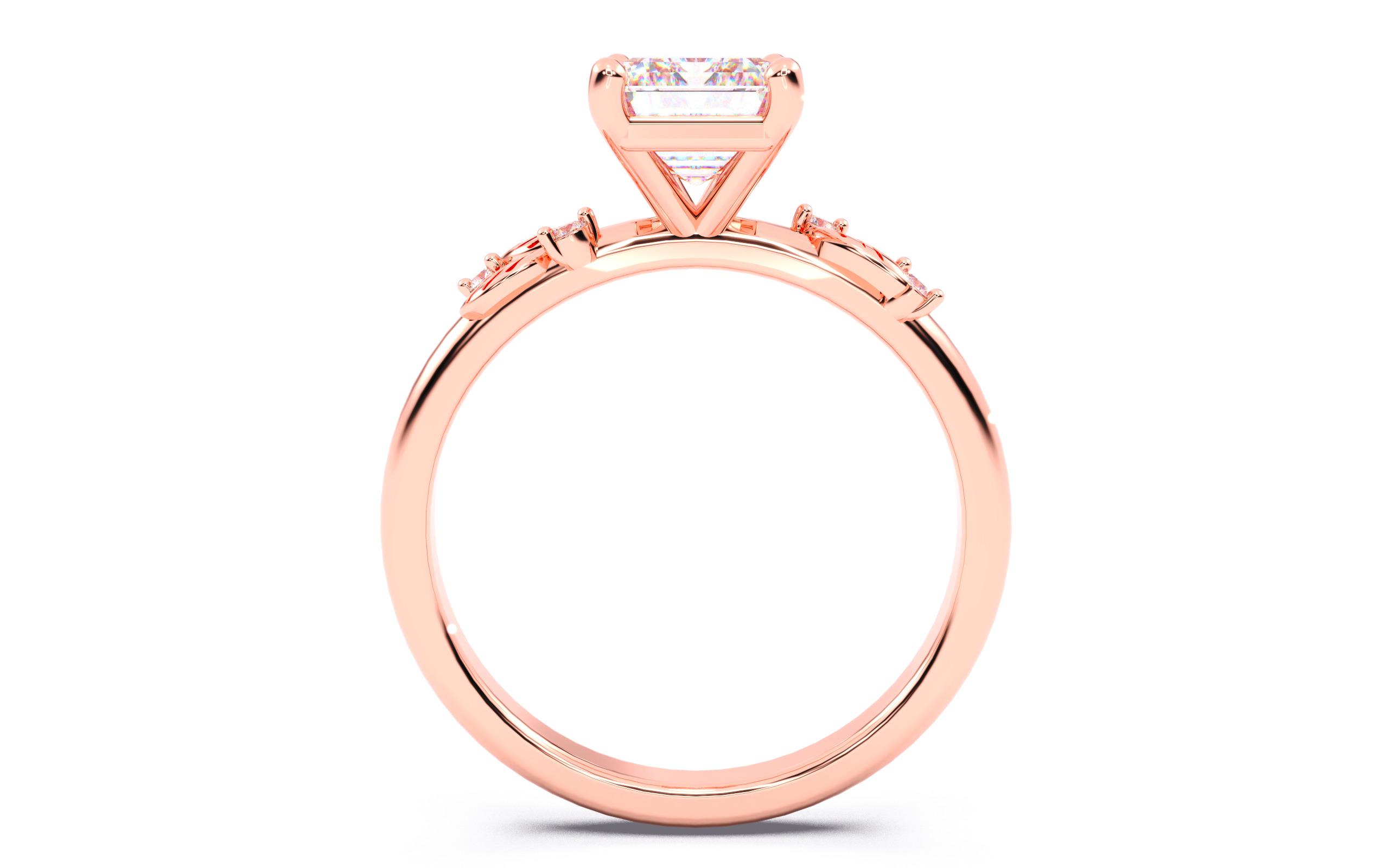 Emerald Diamond Solitaire Ring 3D print model 3D print model_23