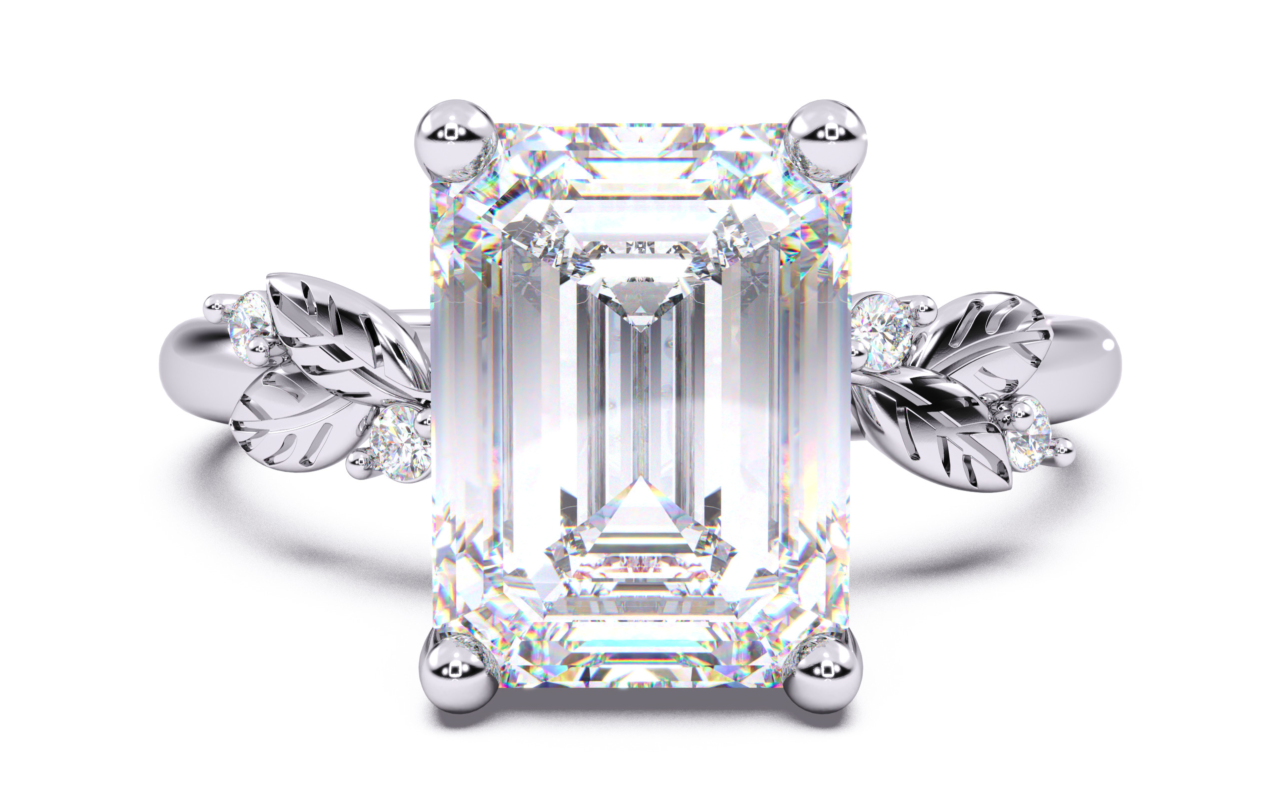 Emerald Diamond Solitaire Ring 3D print model 3D print model_20