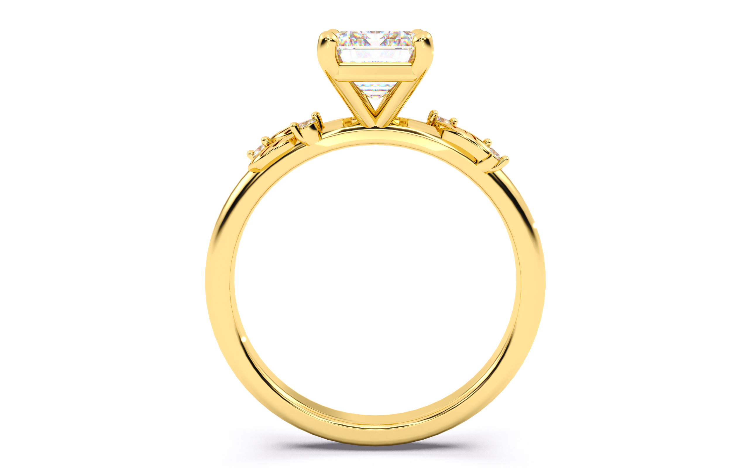 Emerald Diamond Solitaire Ring 3D print model 3D print model_4