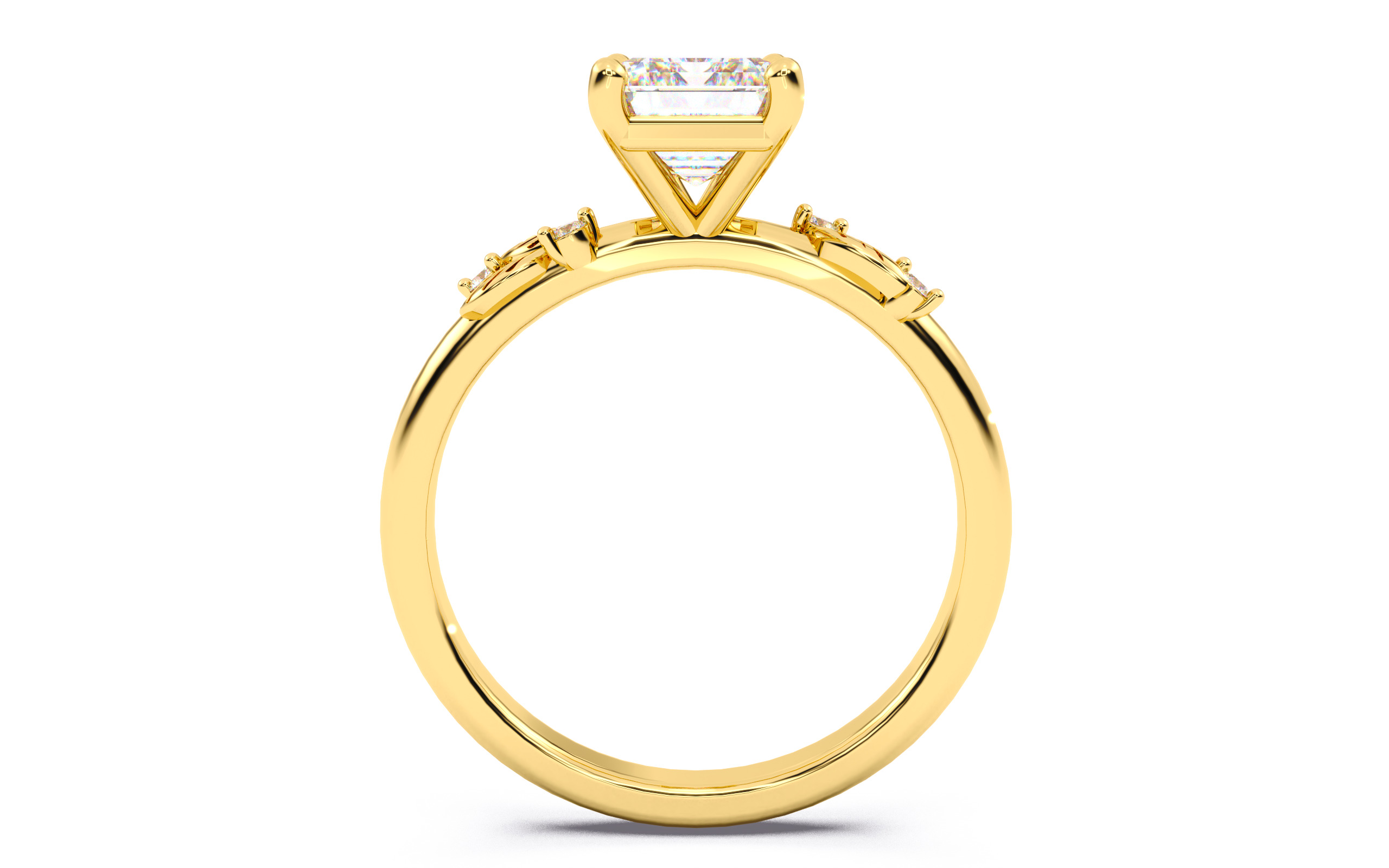 Emerald Diamond Solitaire Ring 3D print model 3D print model_5